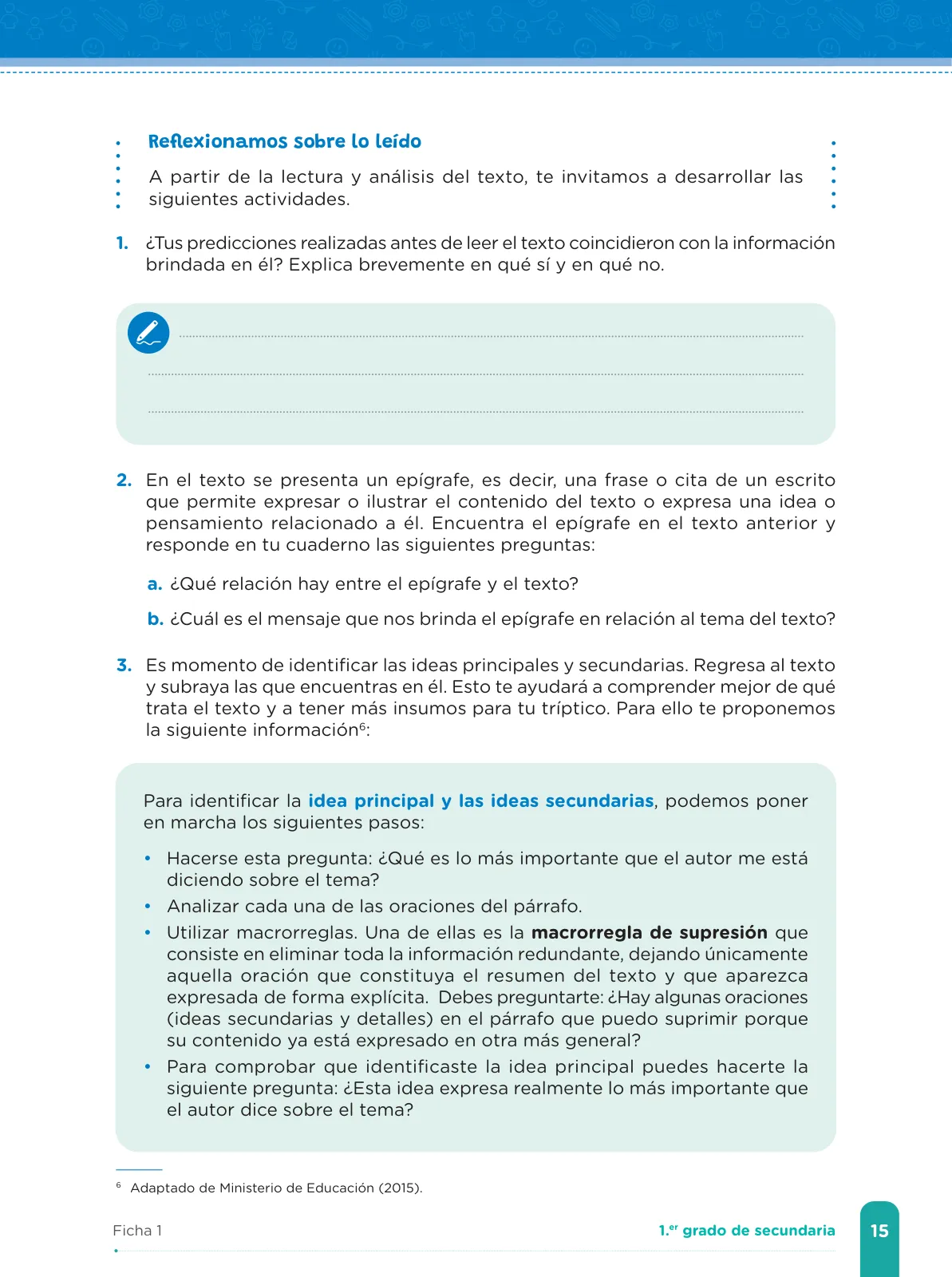Página 17 de Fichas de aprendizaje de Comunicación 1 · 2024