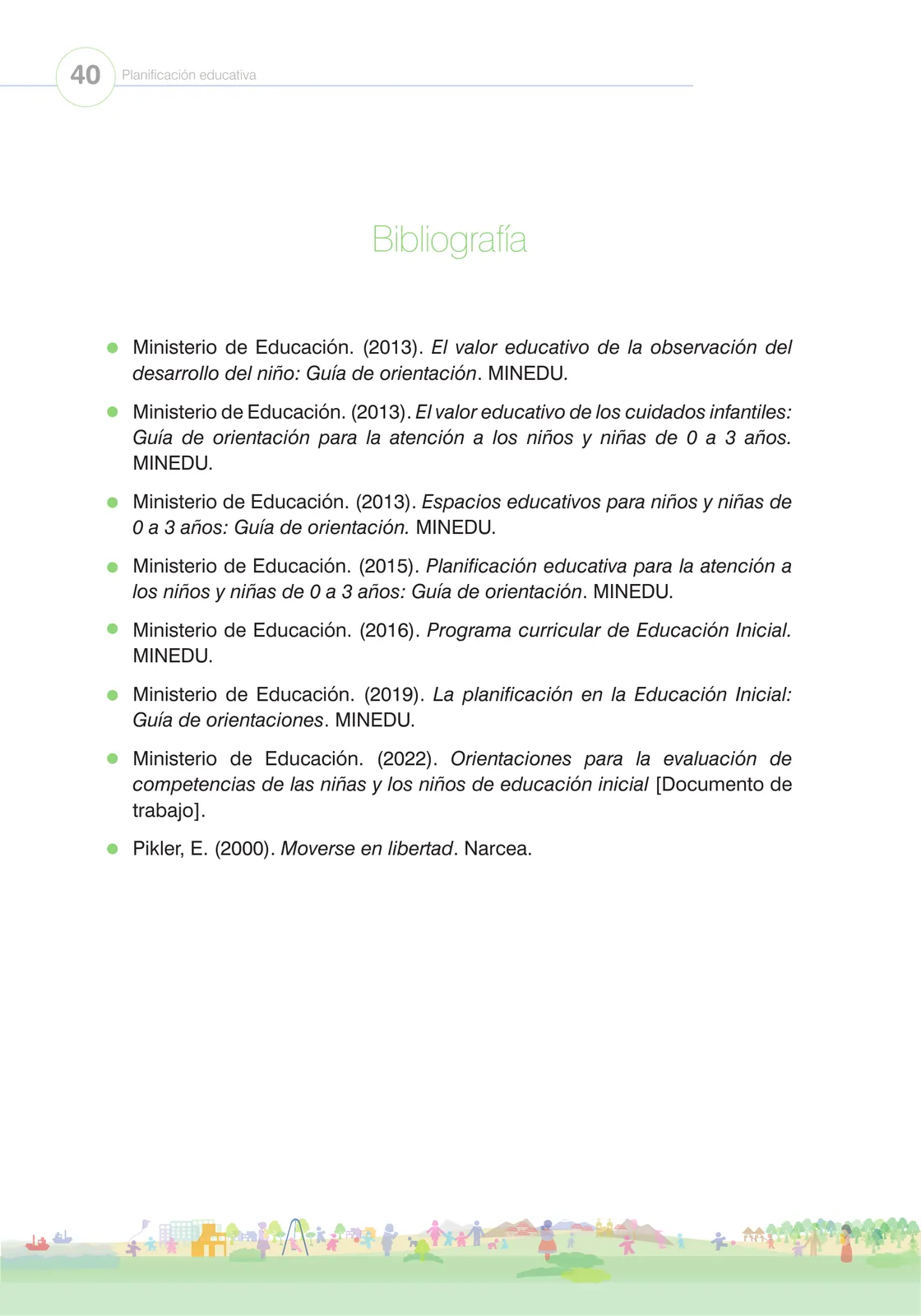 Página 42 de La planificación del proceso de enseñanza aprendizaje y la evaluación formativa en Ciclo I : guía cartilla de orientación planificación educativa · 2024