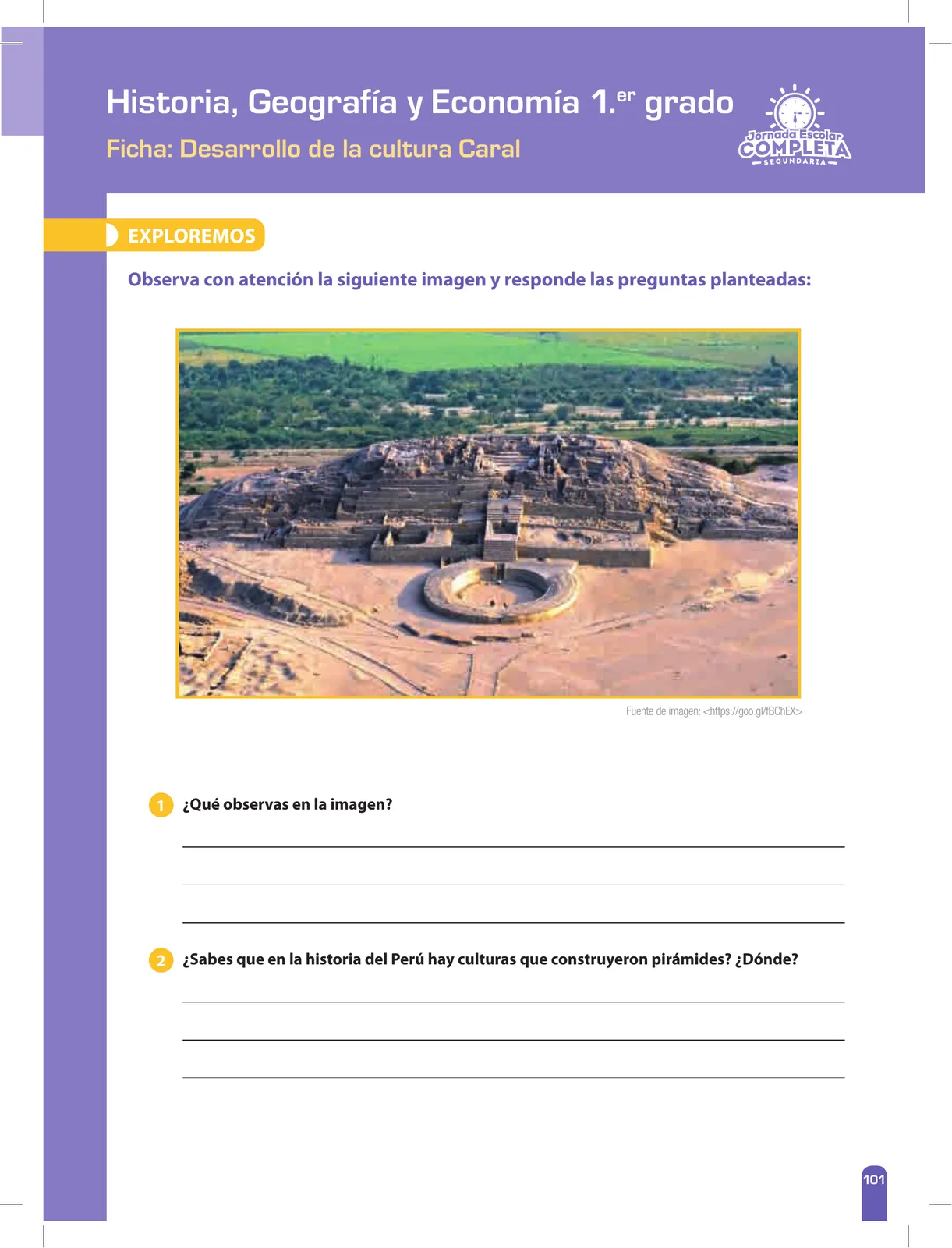 Página 101 de Historia, Geografía y Economía 1 : cuaderno de reforzamiento pedagógico - JEC · 2016
