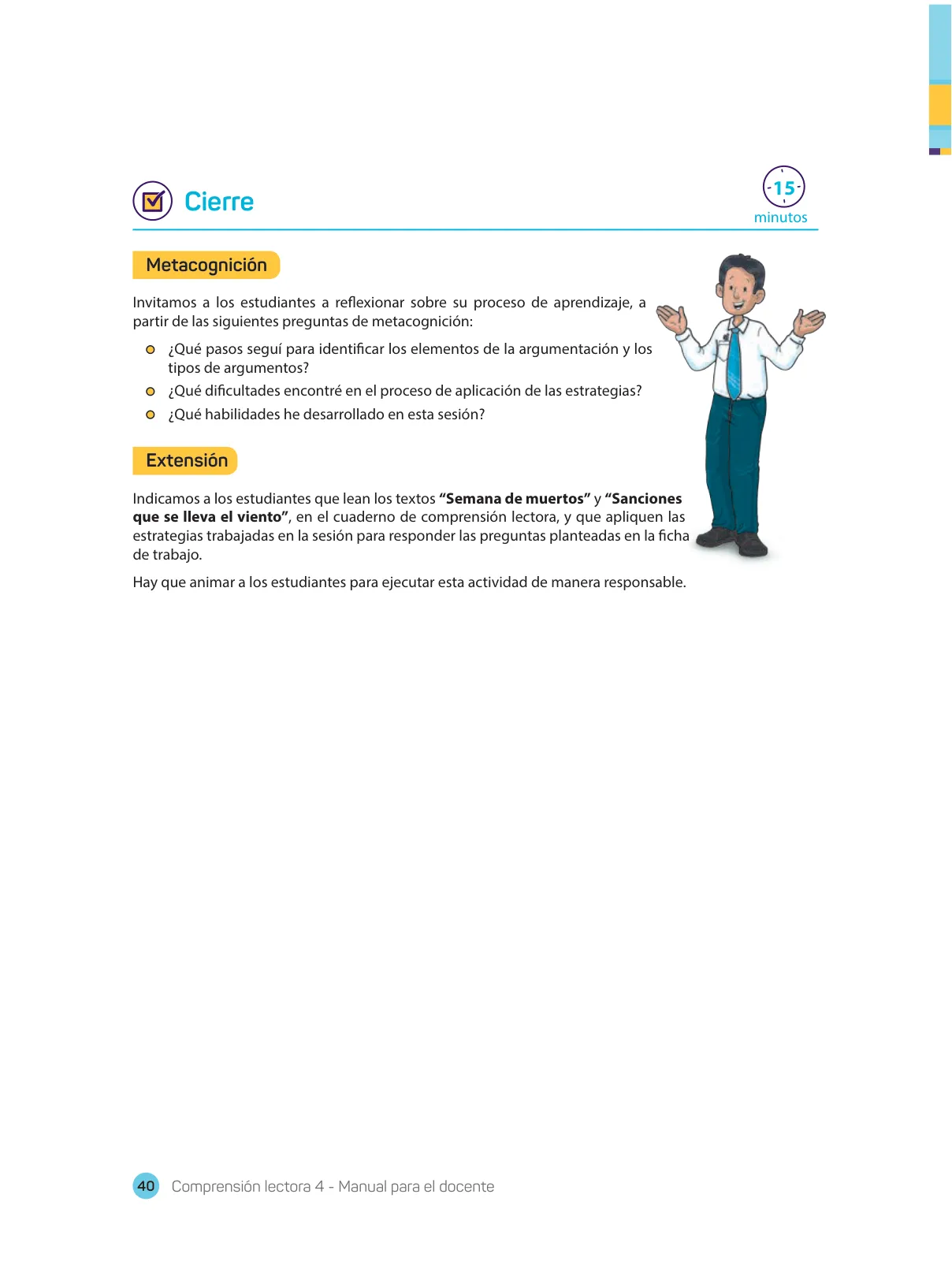 Miniatura página 42 de Comprensión lectora 4 : manual para el docente de cuarto grado de Secundaria · 2017