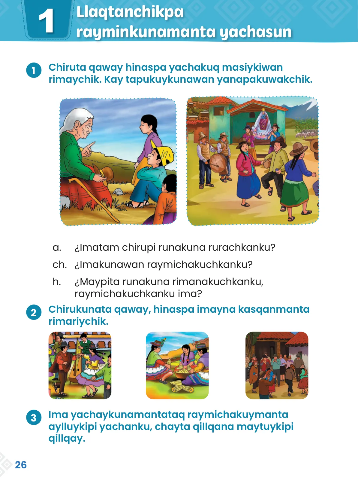 Página 28 de Ñawinchana Maytu 2 Quechua - Chanka. Texto de Comunicación del 2° Primaria - Quechua Chanka · 2023