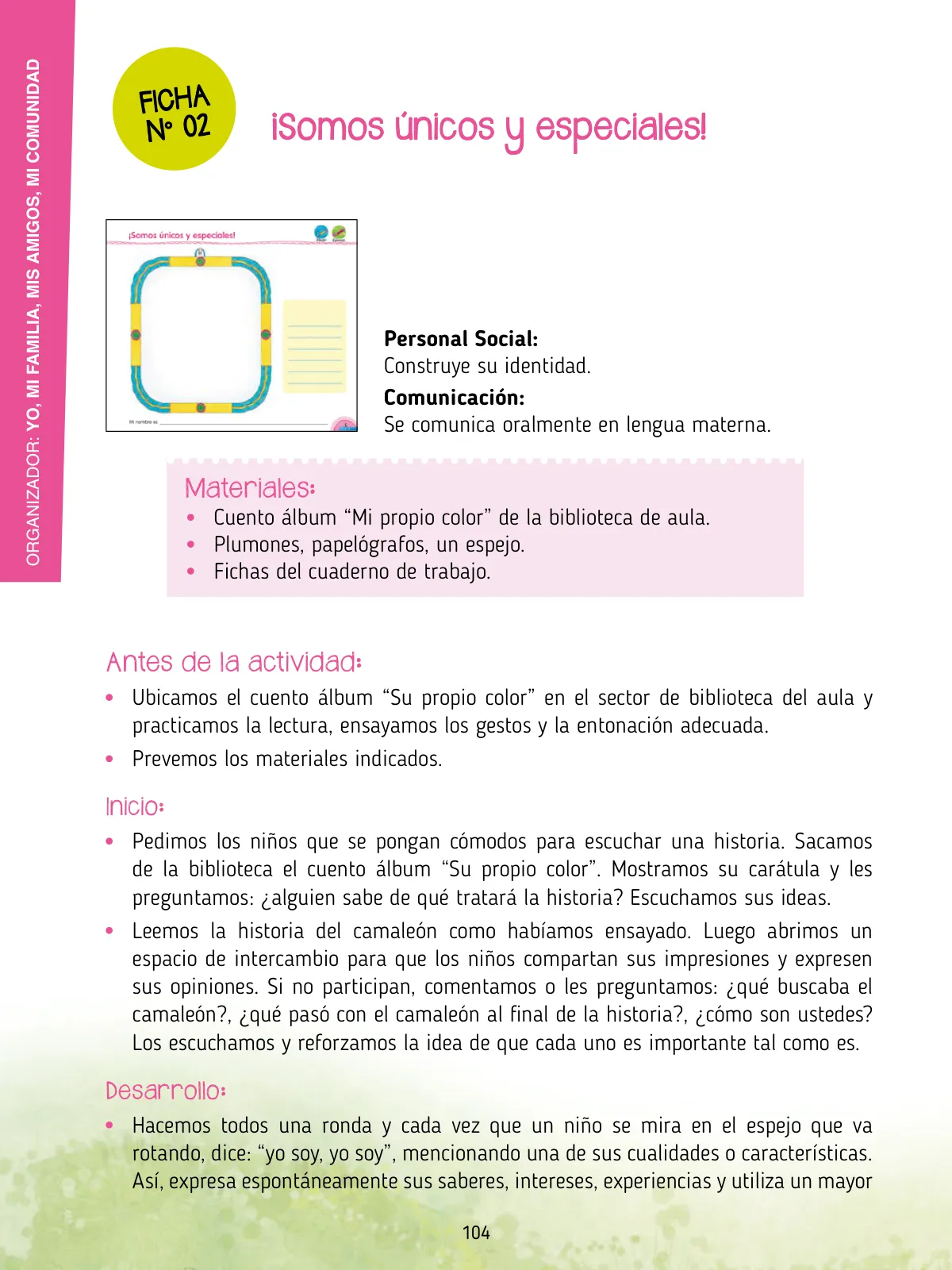 Página 106 de Agenda pedagógica 2017-2018 para docentes de II Ciclo de Instituciones de nivel de Educación Inicial · 2017