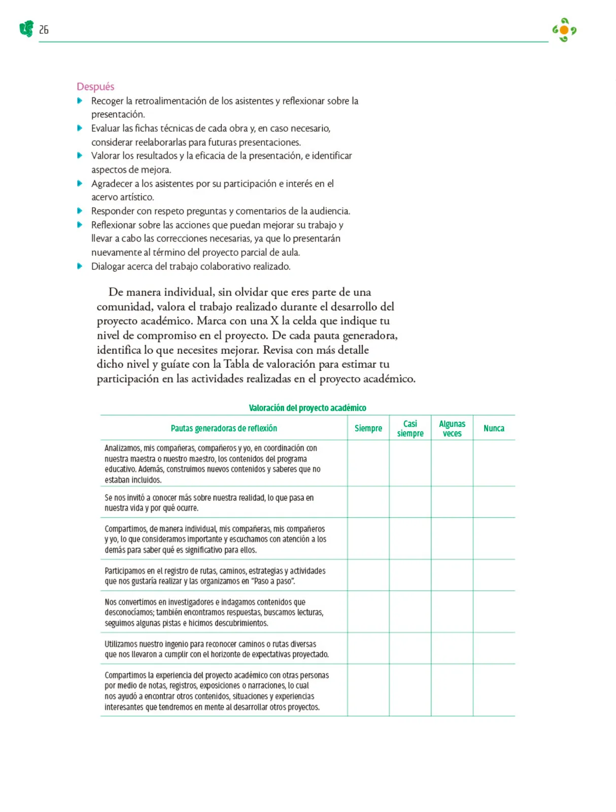 Miniatura página 27 de Colección Ximhai. Nuestro libro de Proyectos.  Tomo III.  Libro de Educación Telesecundaria Grado 1°  Ciclo Escolar 2025 - 2026