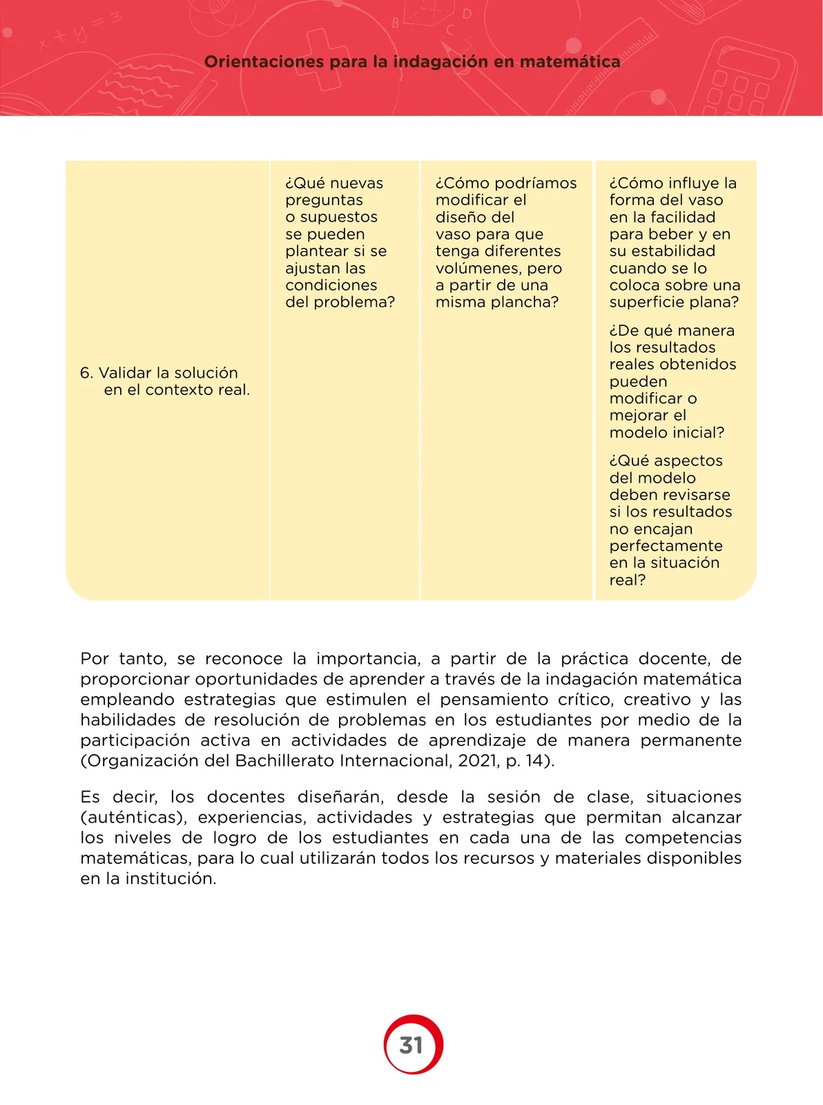 Miniatura página 31 de Orientaciones para la indagación en Matemática · 2024