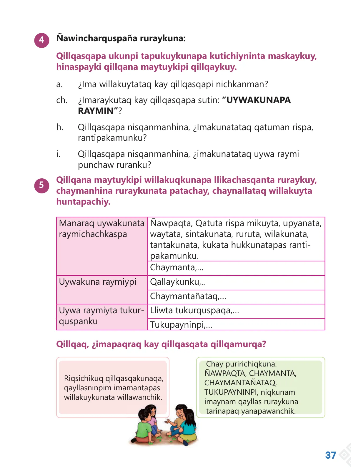 Página 39 de Ñawinchana Maytu 3 Quechua - Chanka. Texto de Comunicación del 3 ° Primaria - Quechua Chanka · 2023