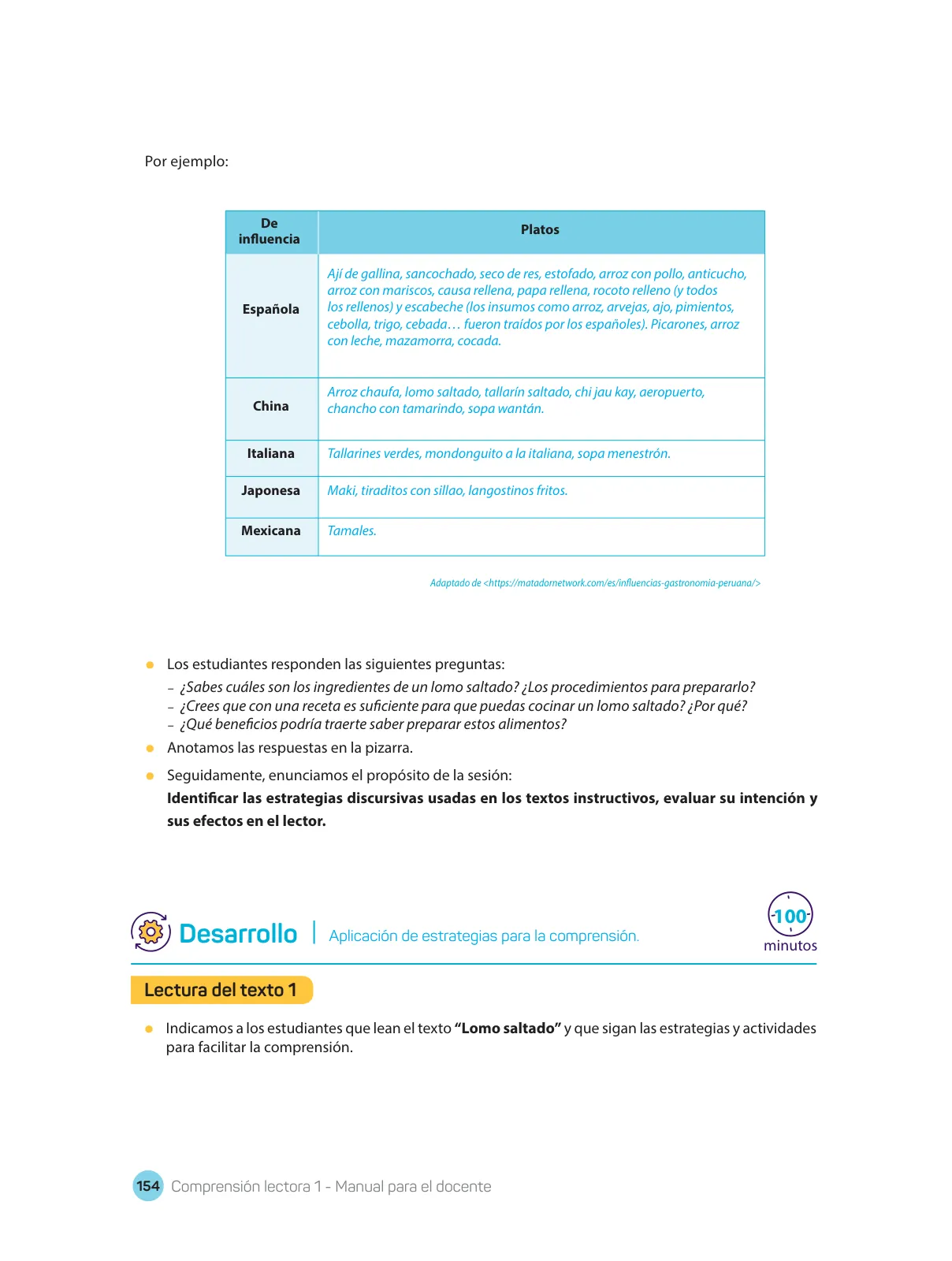 Página 156 de Comprensión lectora : manual para el docente de primer grado de Secundaria 2018 · 2018
