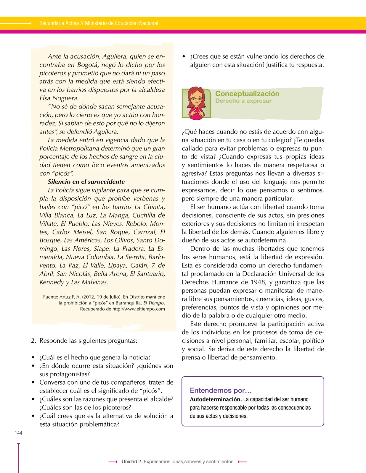 Página 144 de Lenguaje 9° · Secundaria Activa
