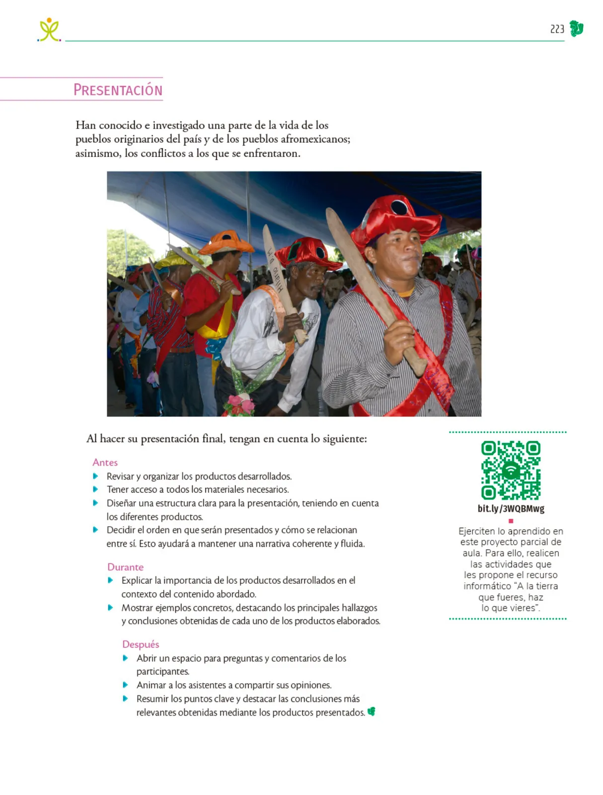 Miniatura página 224 de Colección Ximhai. Nuestro libro de Proyectos.  Tomo II.   Libro de Educación Telesecundaria Grado 1°  Ciclo Escolar 2025 - 2026