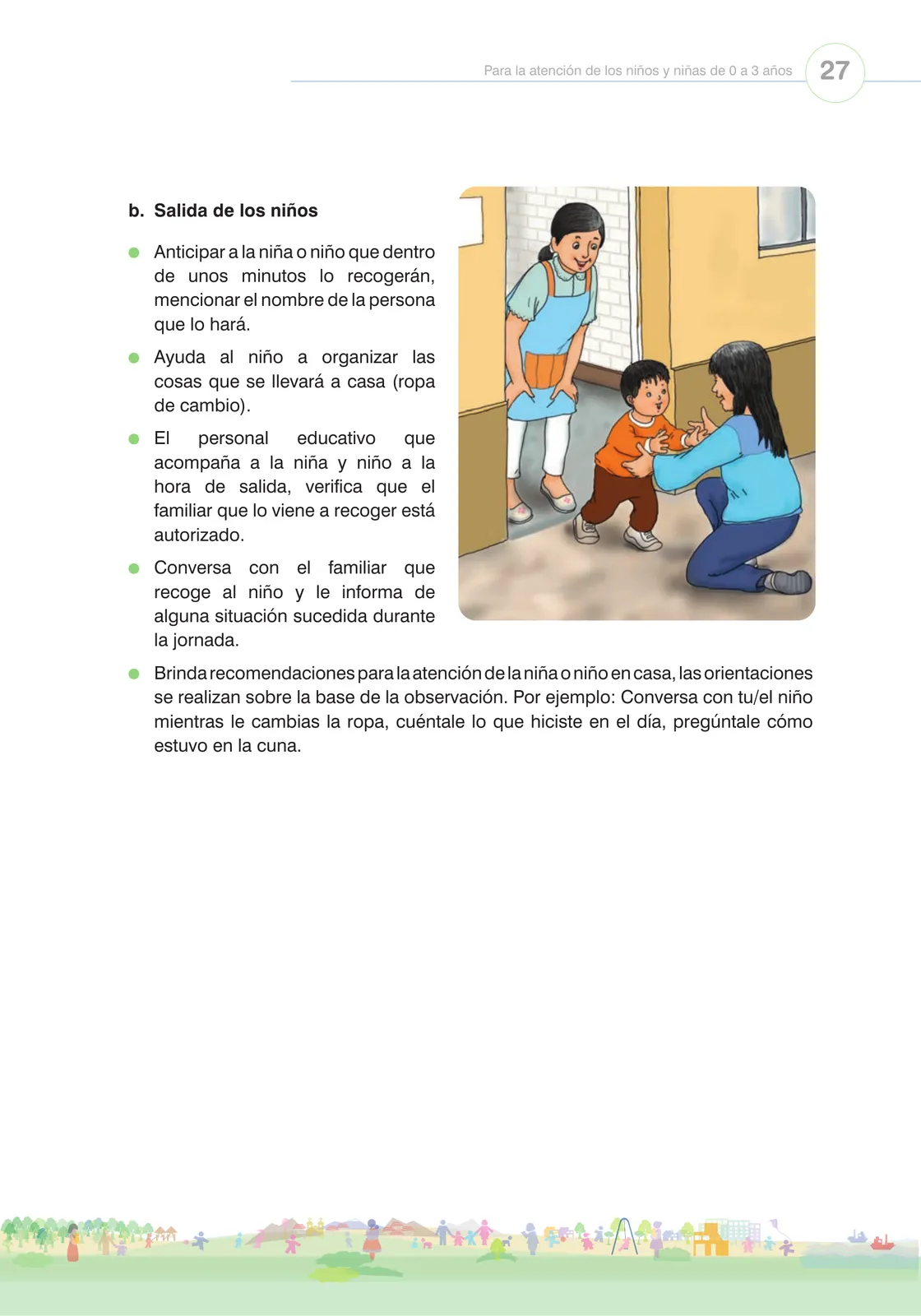 Página 29 de Orientaciones para el funcionamiento de las cunas y cunas jardín que brindan el servicio de educación y cuidado diurno con atención integral para niñas y niños de 12 a 36 meses : guía del servicio y protocolos · 2024