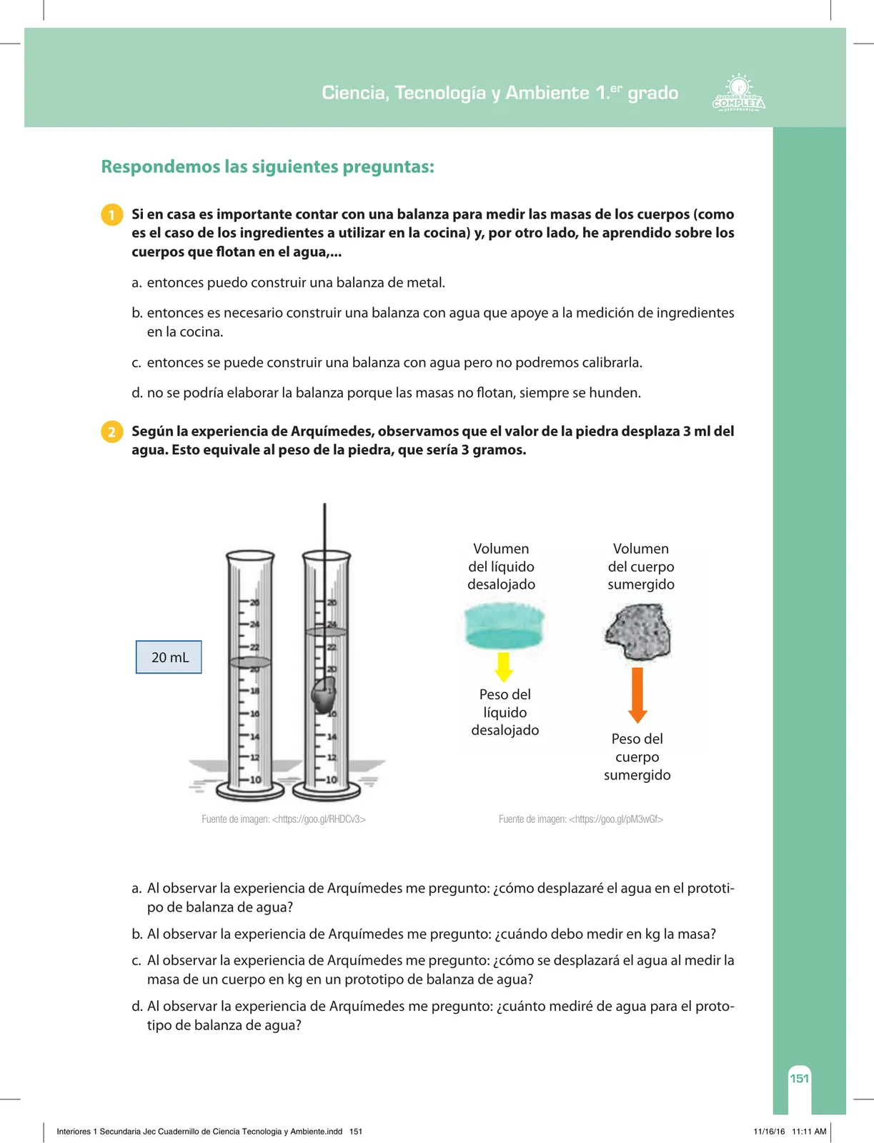 Miniatura página 151 de Ciencia, Tecnología y Ambiente 1. Cuaderno de reforzamiento pedagógico - JEC · 2016