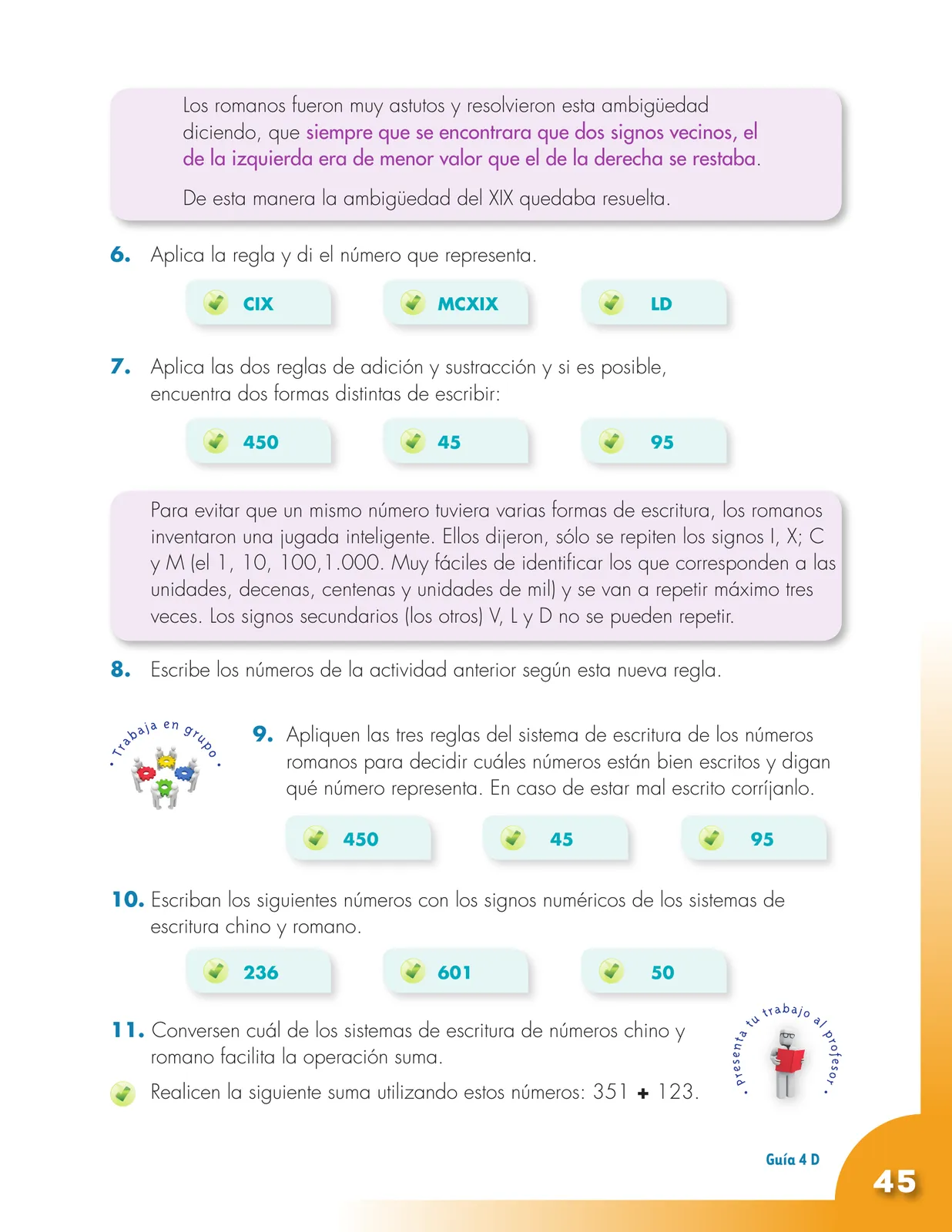 Miniatura página 45 de Matematica 4° · Cartilla 01