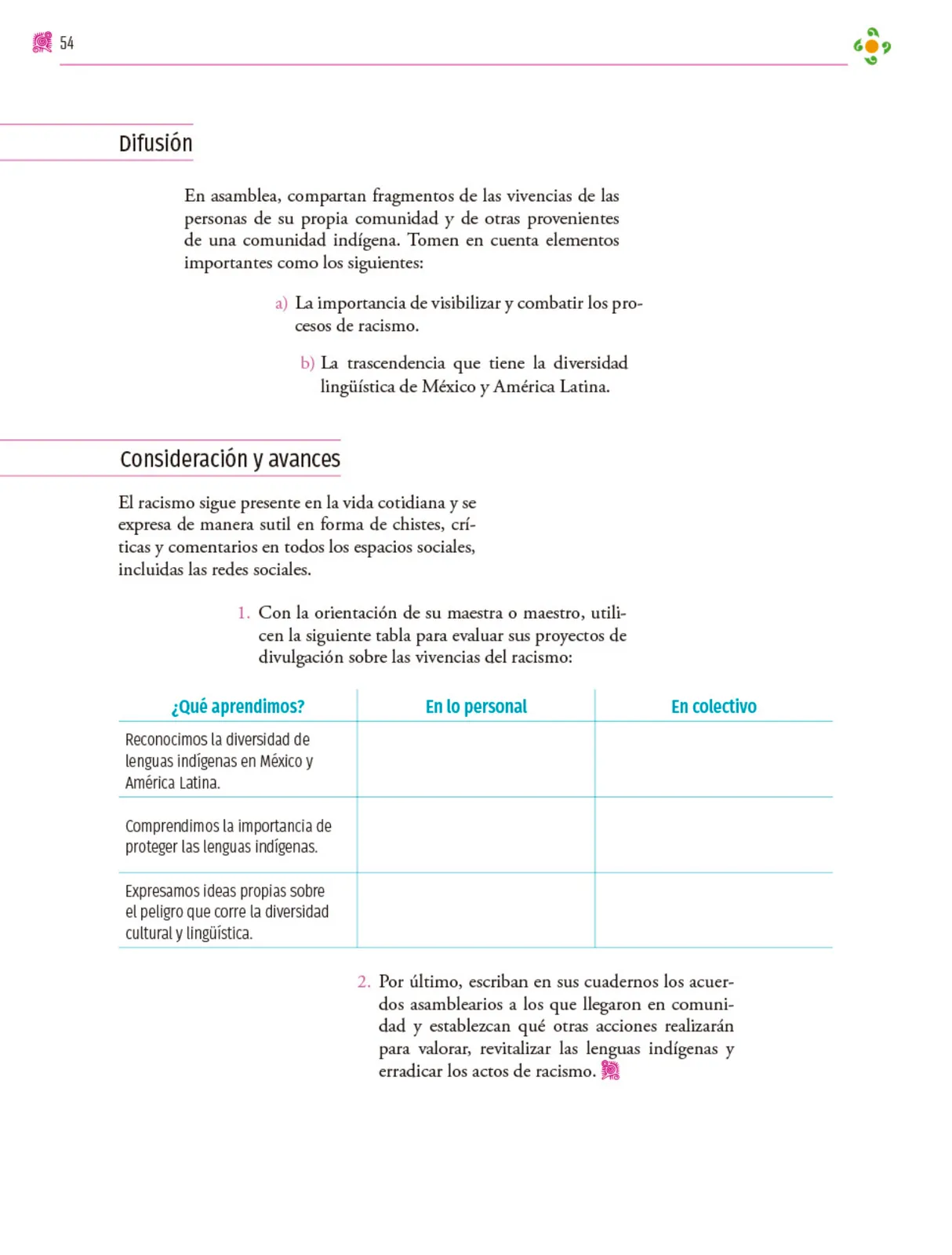 Miniatura página 55 de Colección Ximhai. Nuestro libro de proyectos.   Libro de Educación Secundaria Grado 1°  Ciclo Escolar 2025 - 2026