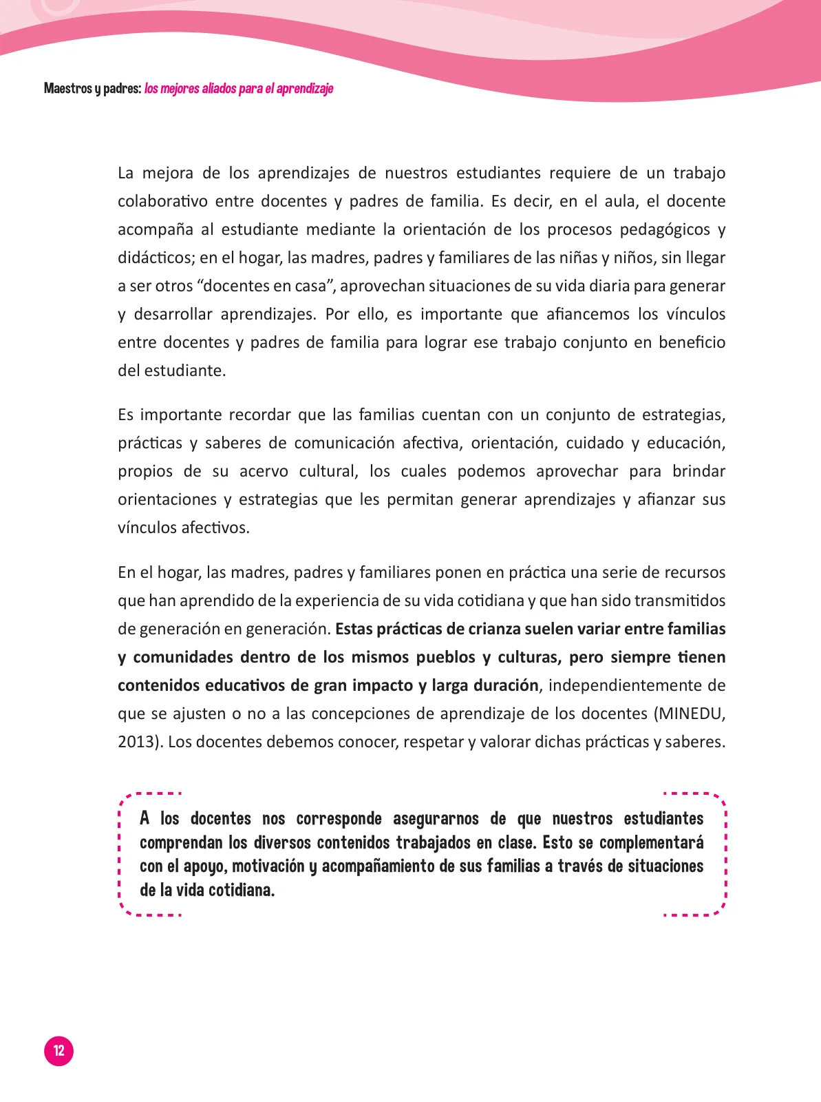 Página 14 de Guía para el trabajo docente con las familias del ciclo III de Primaria · 2016