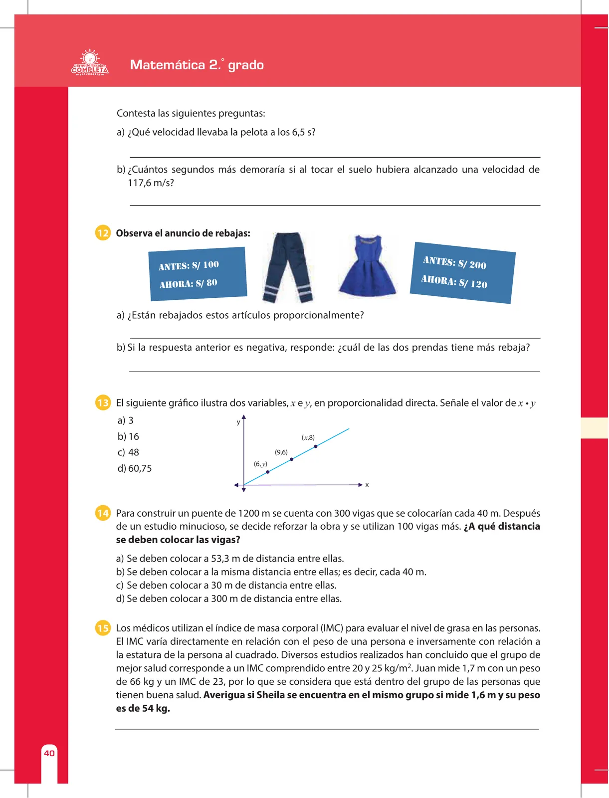 Miniatura página 40 de Matemática 2 : cuaderno de reforzamiento pedagógico - JEC · 2016