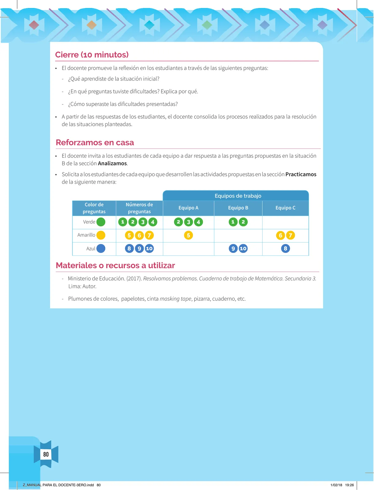 Miniatura página 82 de Resolvamos problemas 3 : manual para el docente 2018 · 2018
