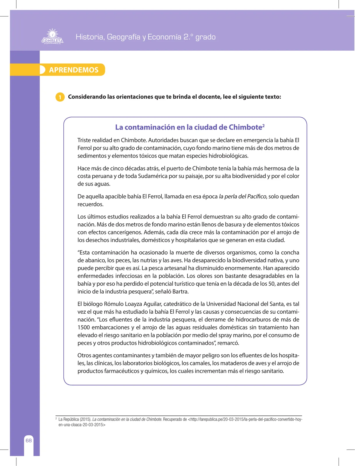 Miniatura página 68 de Historia, Geografía y Economía 2 : cuaderno de reforzamiento pedagógico - JEC ﻿ · 2016