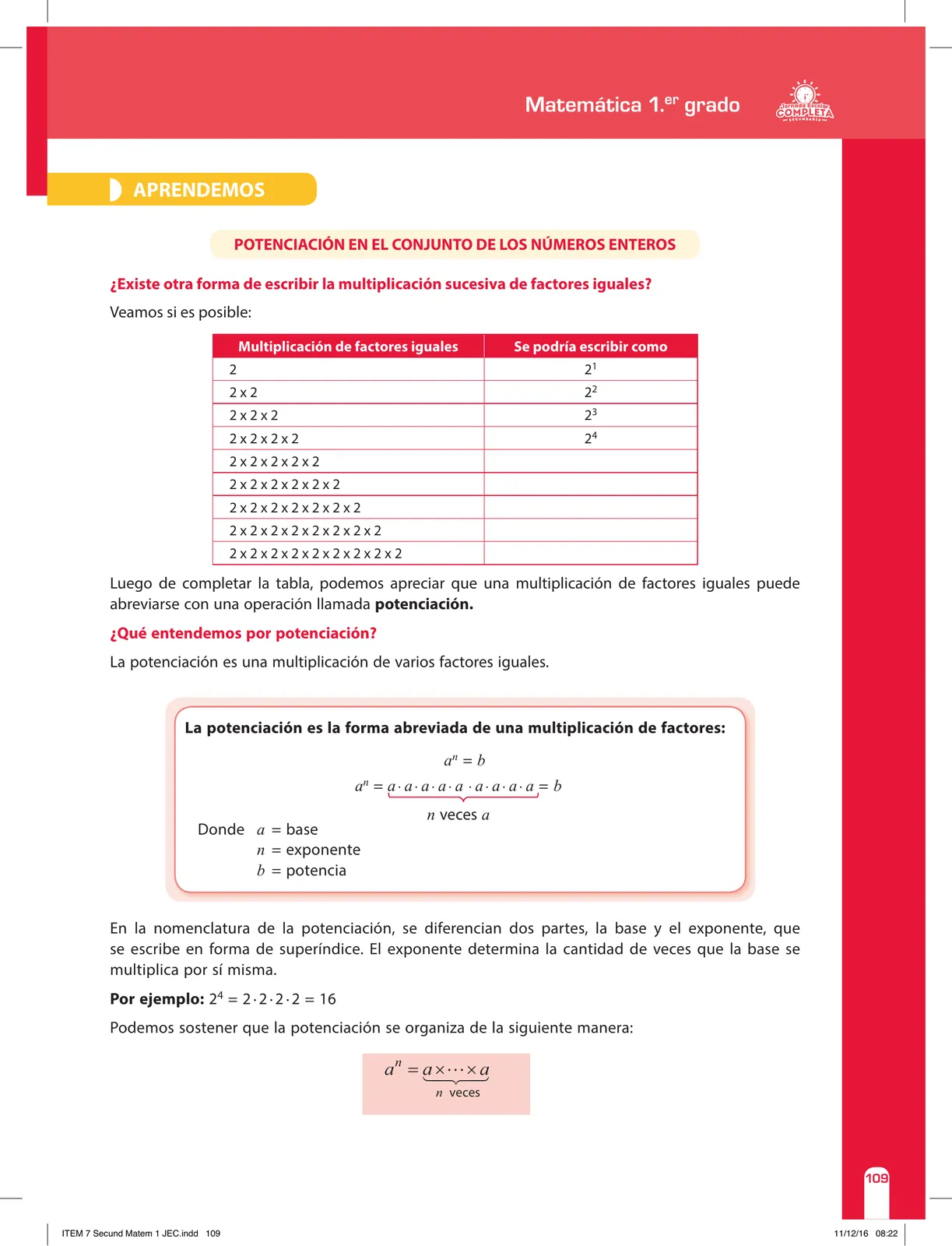 Miniatura página 109 de Matemática 1 : cuaderno de reforzamiento pedagógico - JEC · 2016