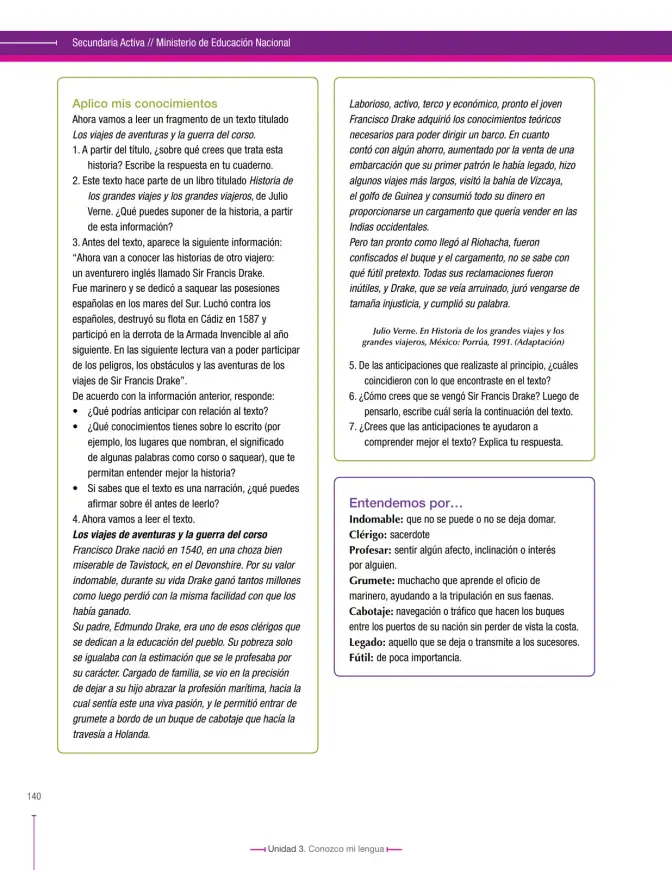 Página 140 de Lenguaje 6° · Secundaria Activa