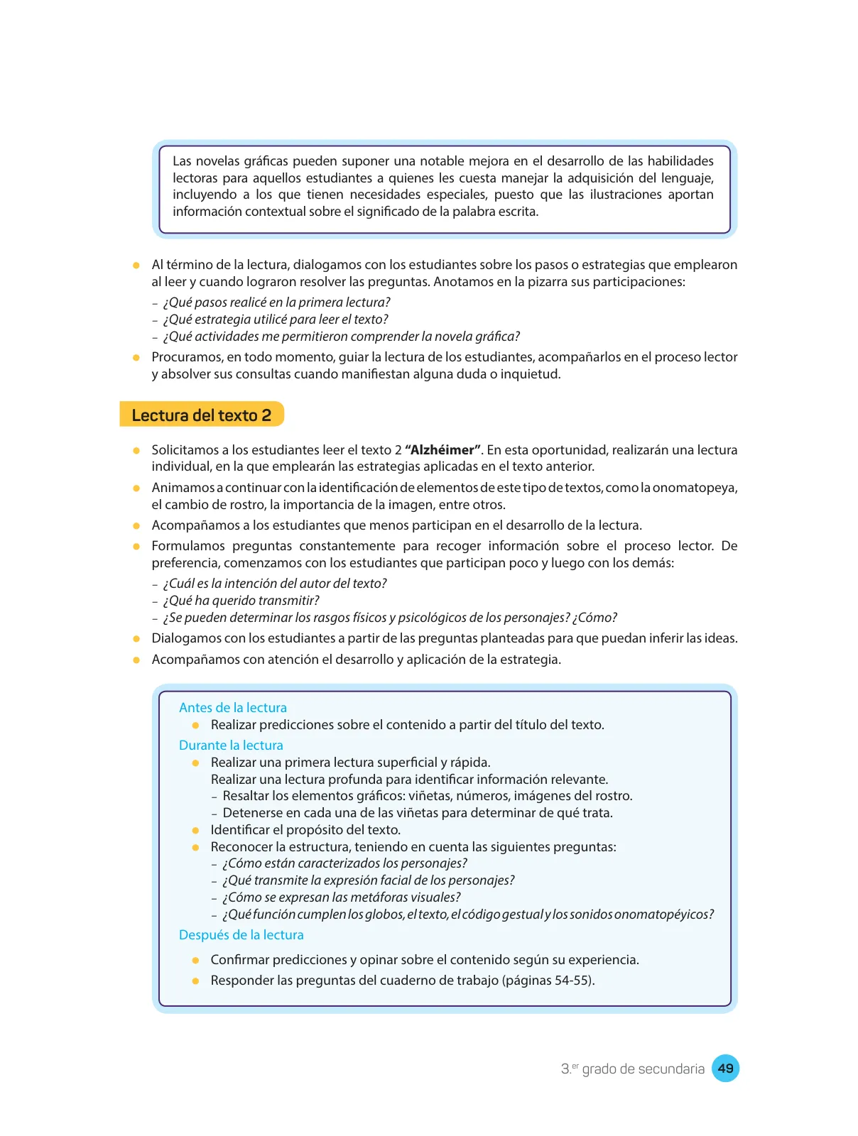 Miniatura página 51 de Comprensión lectora : manual para el docente de tercer grado de Secundaria 2018 · 2018