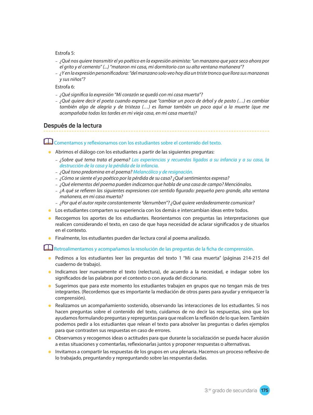 Miniatura página 177 de Comprensión lectora : manual para el docente de tercer grado de Secundaria 2018 · 2018