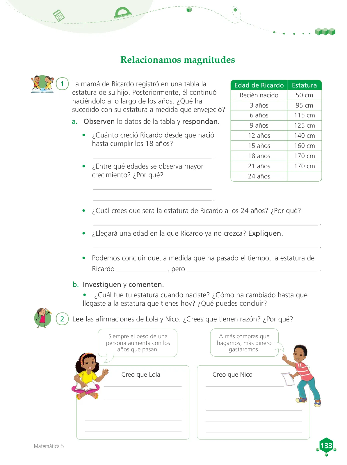 Miniatura página 134 de Matemática 5 : cuaderno de trabajo para quinto grado de Educación Primaria 2018 · 2018