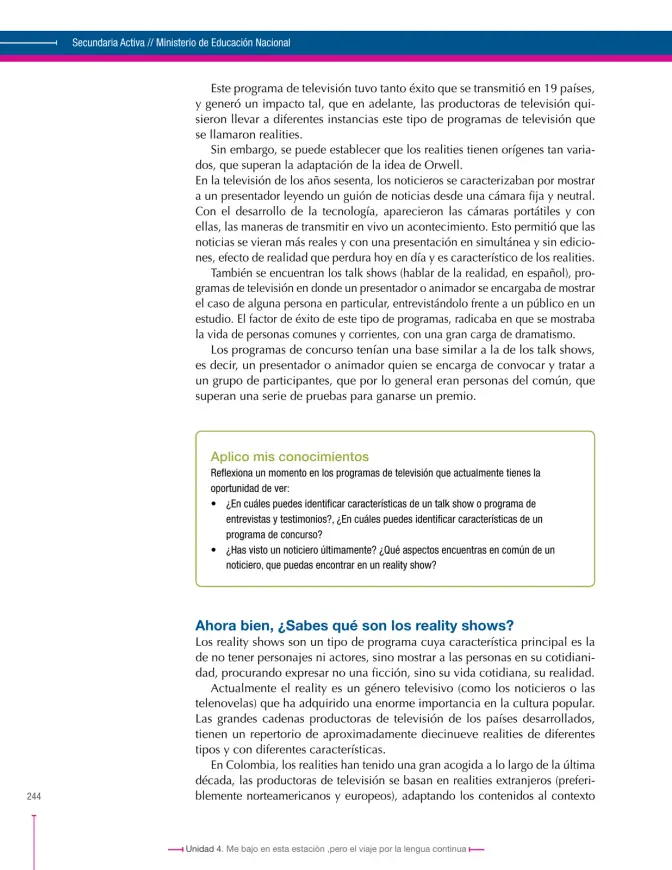 Página 244 de Lenguaje 7° · Secundaria Activa