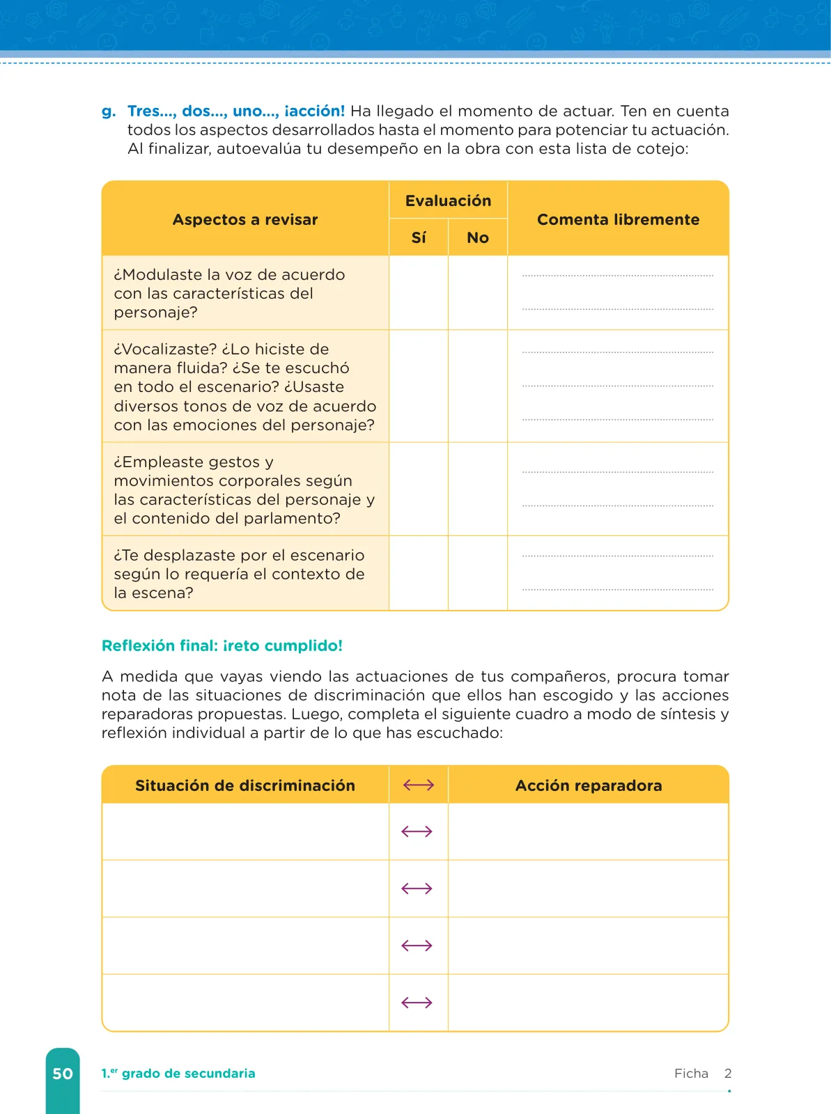 Página 52 de Fichas de aprendizaje de Comunicación 1 · 2024
