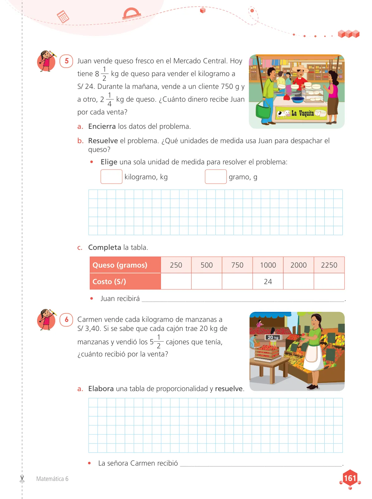 Página 163 de Matemática 6 : cuaderno de trabajo para sexto grado de Educación Primaria 2019 · 2019