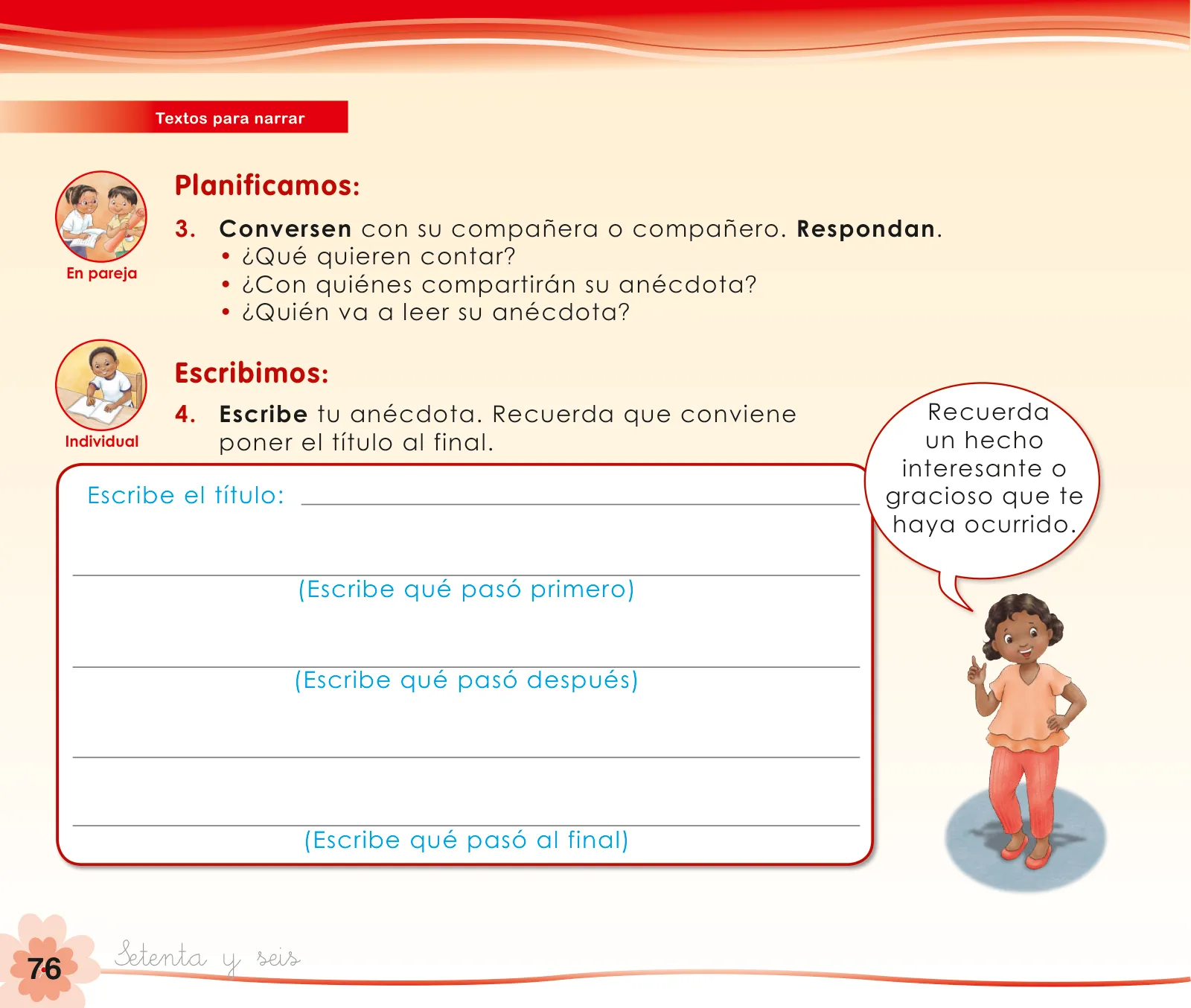 Miniatura página 78 de Comunicación 1 : cuaderno de trabajo para primer grado de Educación Primaria 2019 · 2019