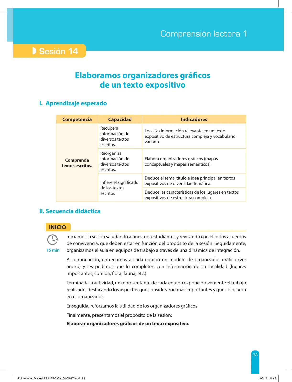 Miniatura página 85 de Comprensión lectora 1 : manual para el docente de primer grado de Secundaria · 2017
