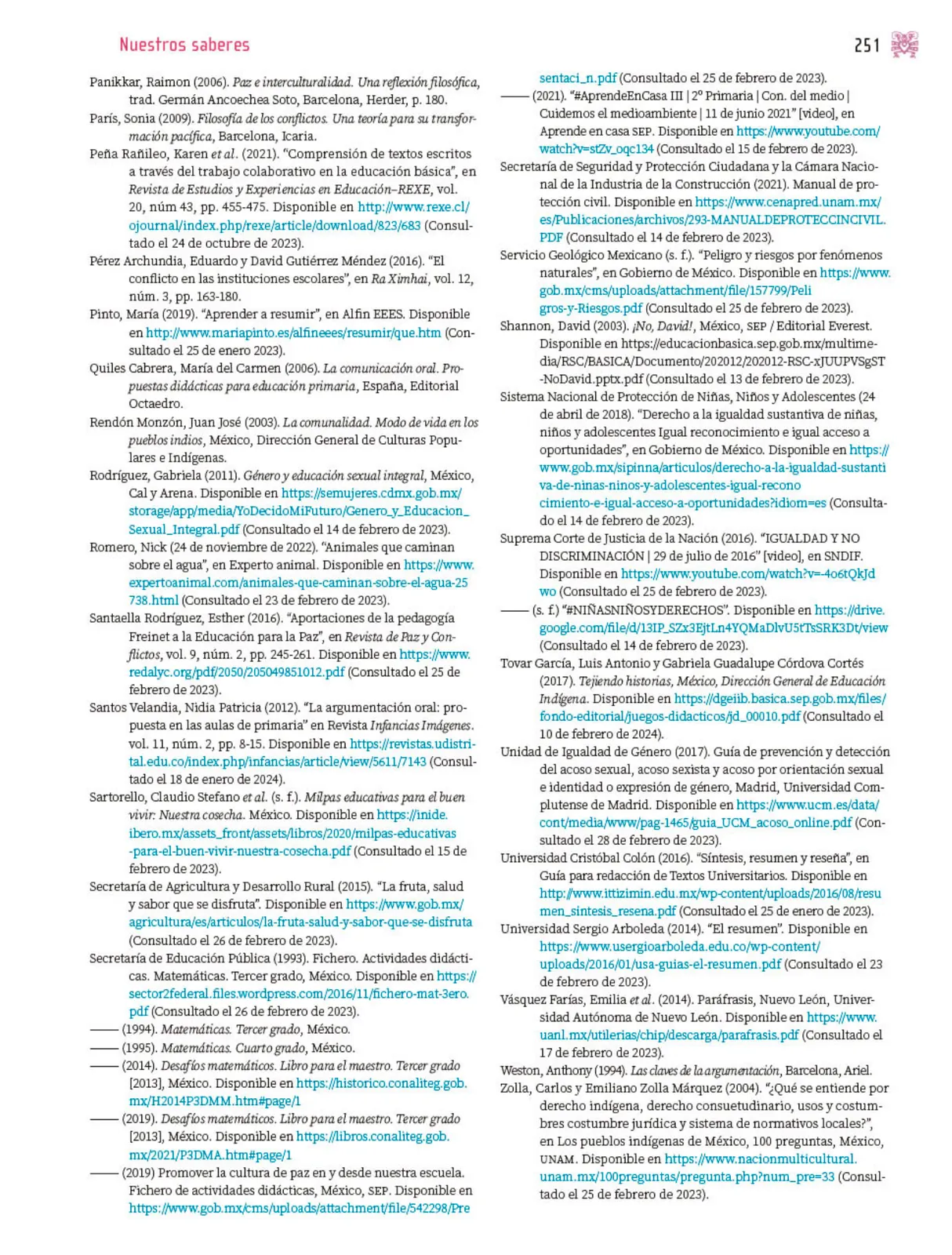 Miniatura página 252 de Nuestros saberes: Libro para alumnos, maestros y familia.   Libro de Educación Primaria Grado 3°  Ciclo Escolar 2025 - 2026