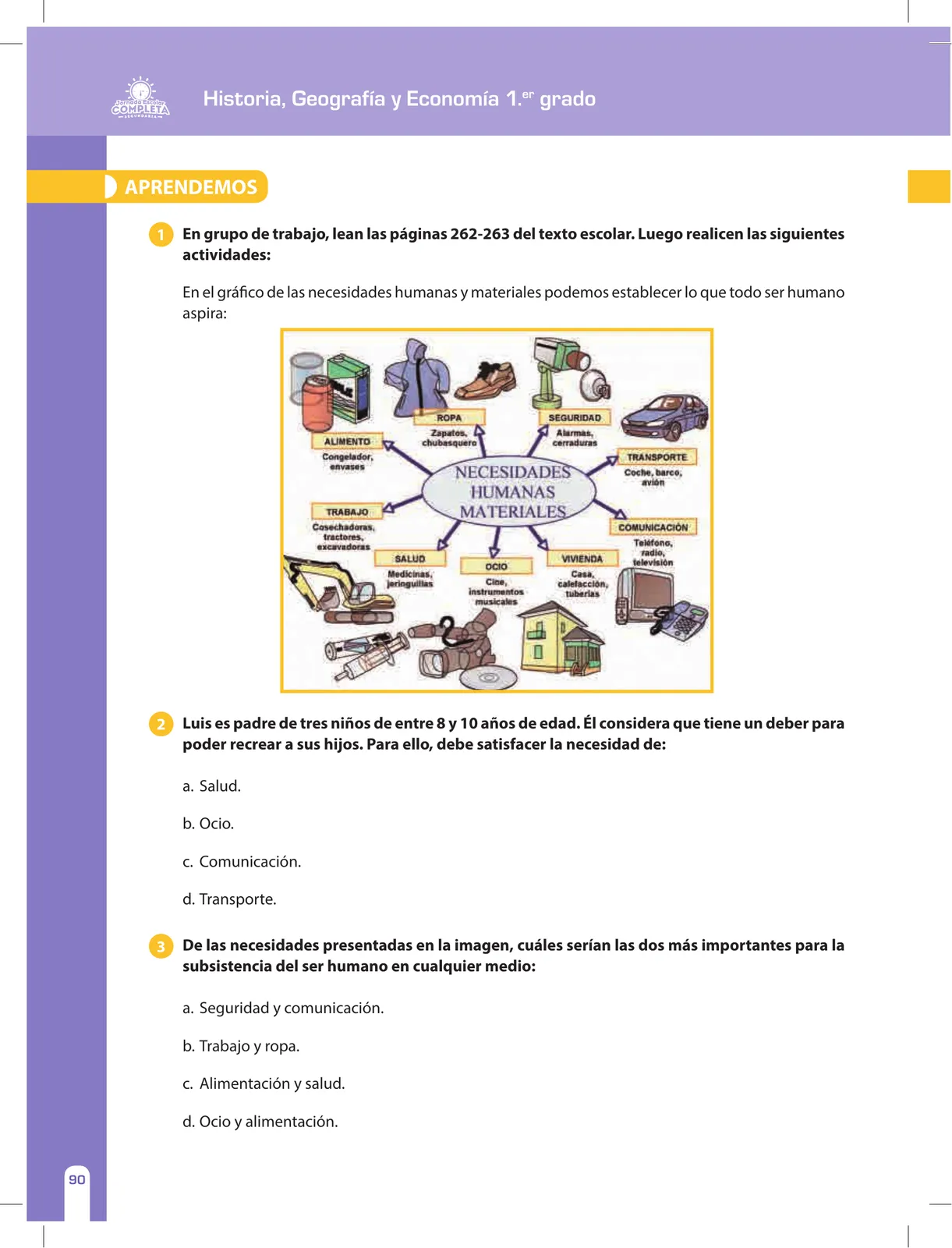 Página 90 de Historia, Geografía y Economía 1 : cuaderno de reforzamiento pedagógico - JEC · 2016