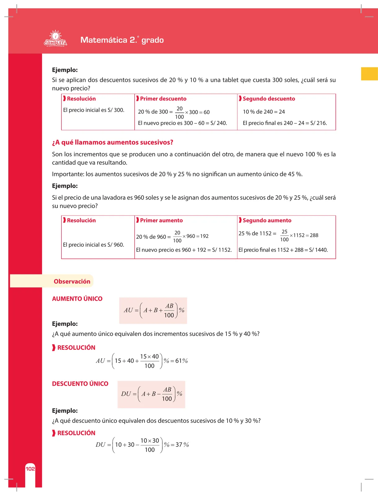 Página 102 de Matemática 2 : cuaderno de reforzamiento pedagógico - JEC · 2016