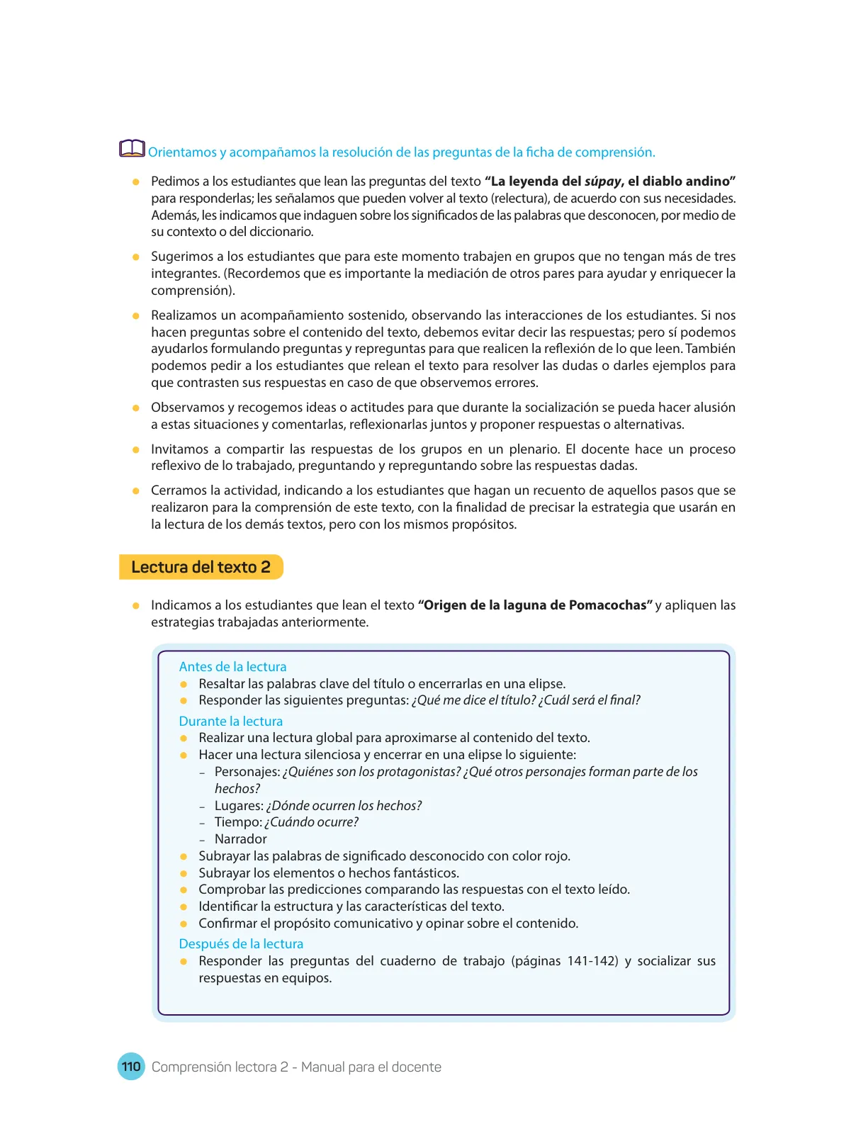 Miniatura página 112 de Comprensión lectora : manual para el docente de segundo grado de Secundaria 2018 · 2018