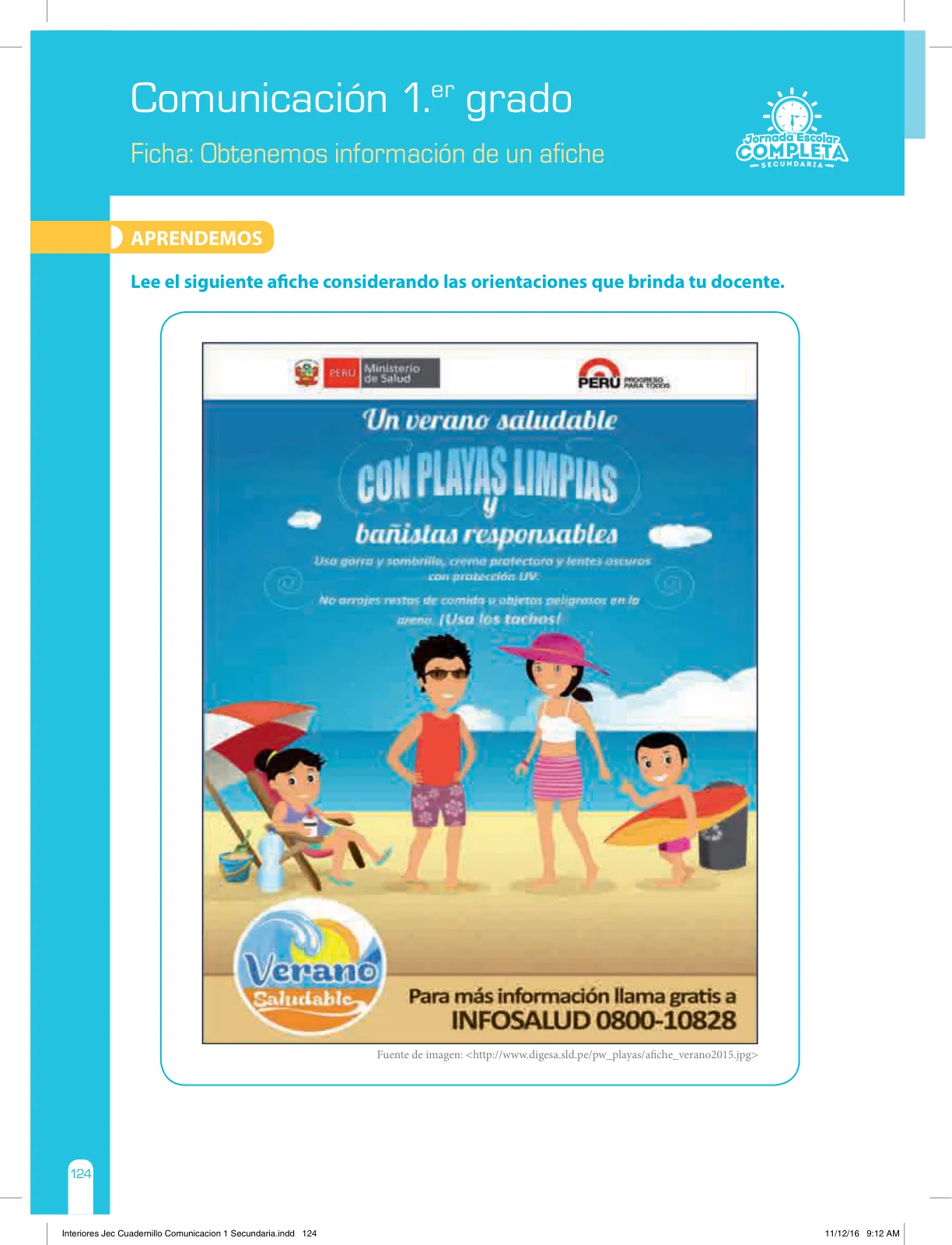 Miniatura página 124 de Comunicación Secundaria 1. Cuaderno de reforzamiento pedagógico - JEC · 2016