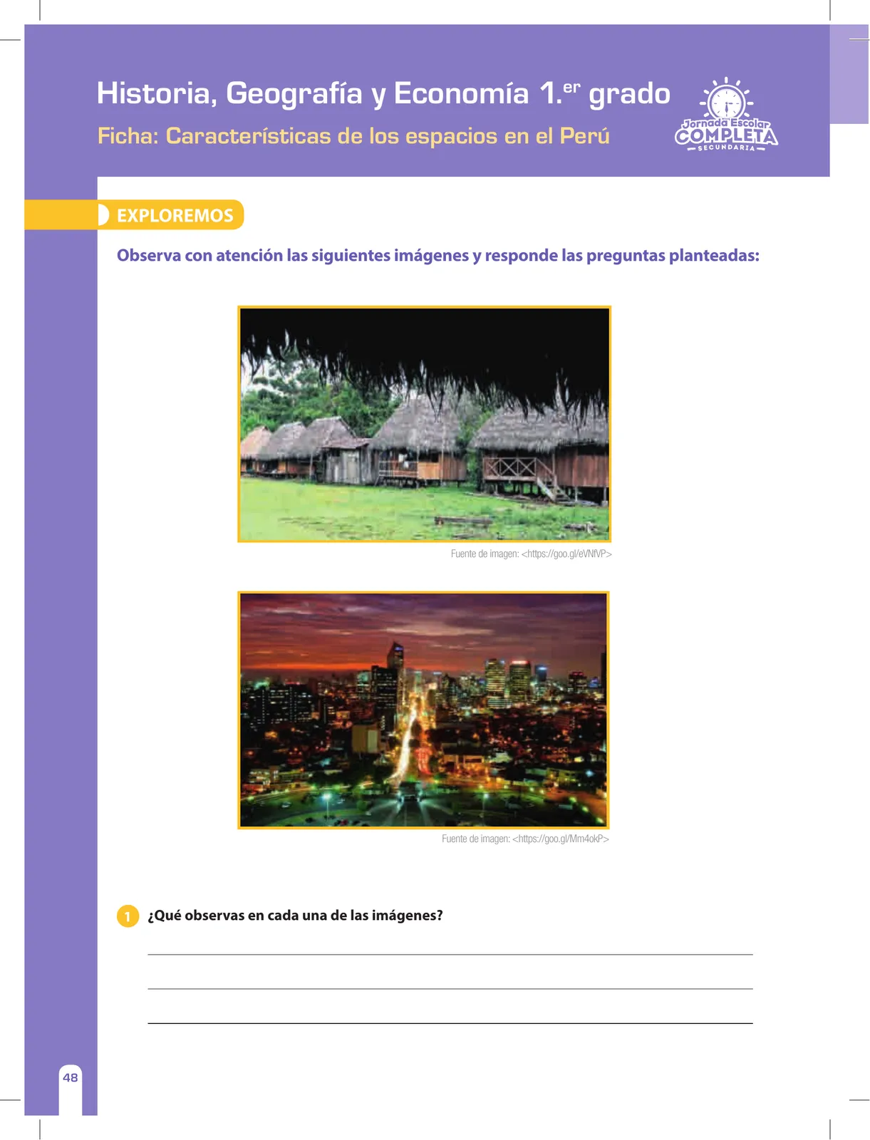 Página 48 de Historia, Geografía y Economía 1 : cuaderno de reforzamiento pedagógico - JEC · 2016