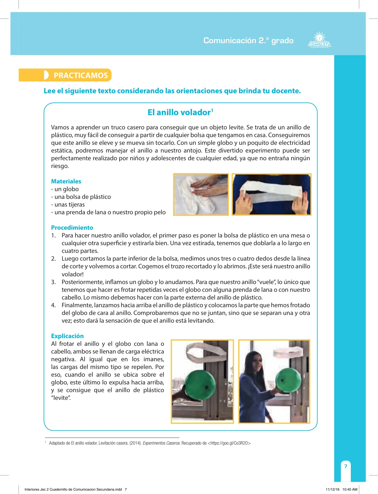 Página 7 de Comunicación Secundaria 2. Cuaderno de reforzamiento pedagógico - JEC · 2016