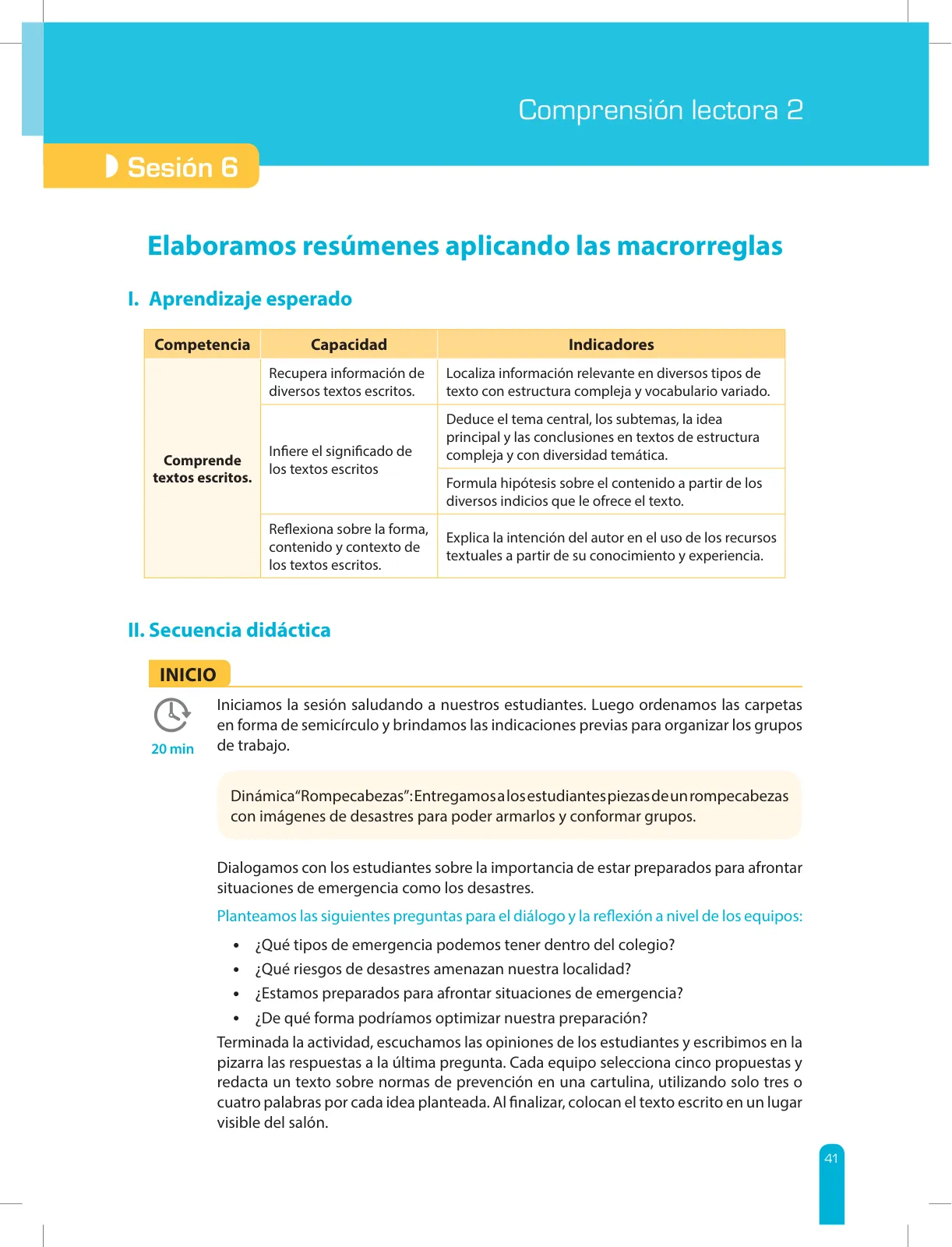 Miniatura página 43 de Comprensión lectora 2 : manual para el docente de segundo grado de Secundaria · 2017
