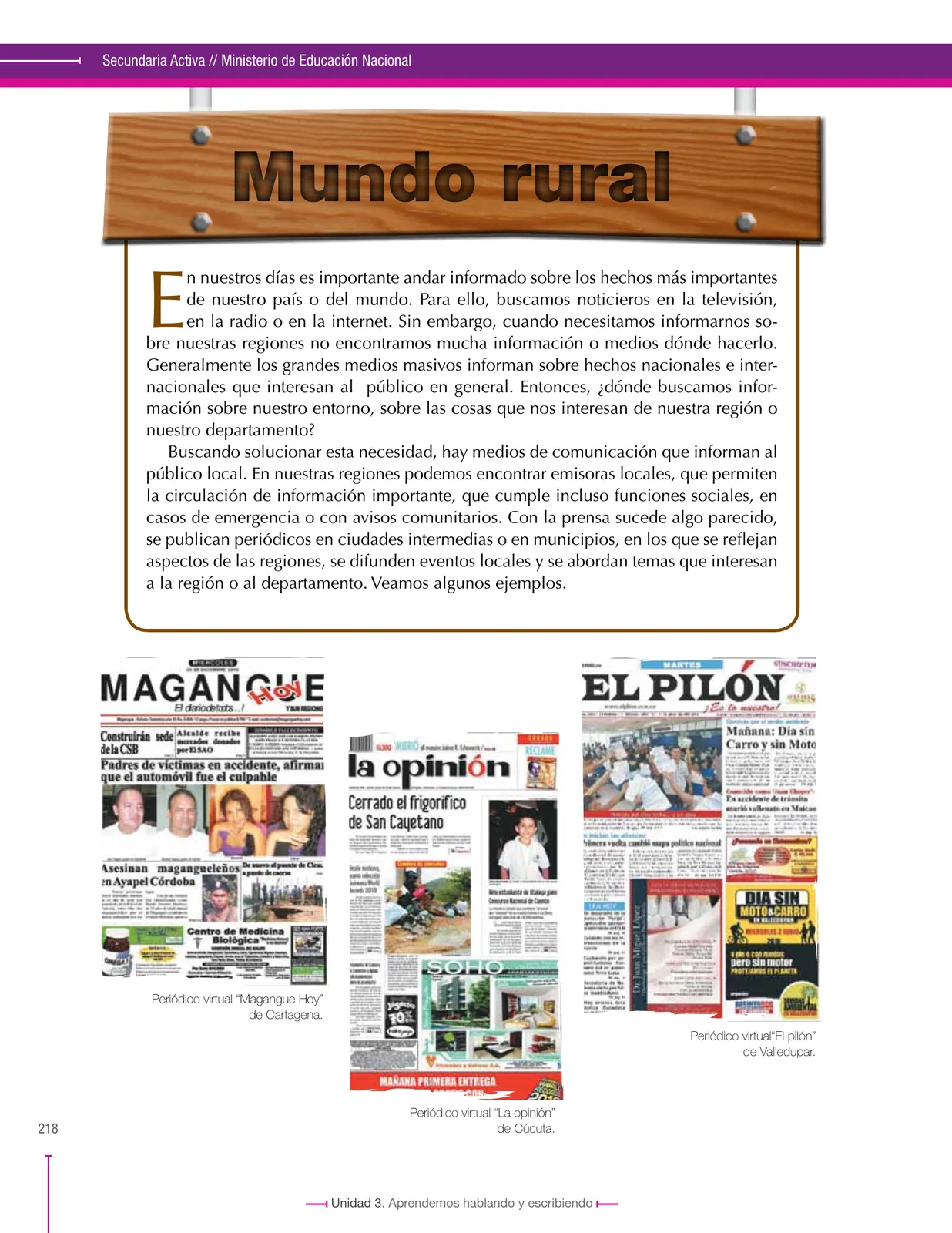 Página 218 de Lenguaje 9° · Secundaria Activa