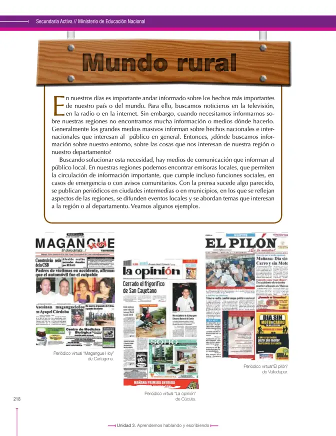 Página 218 de Lenguaje 9° · Secundaria Activa