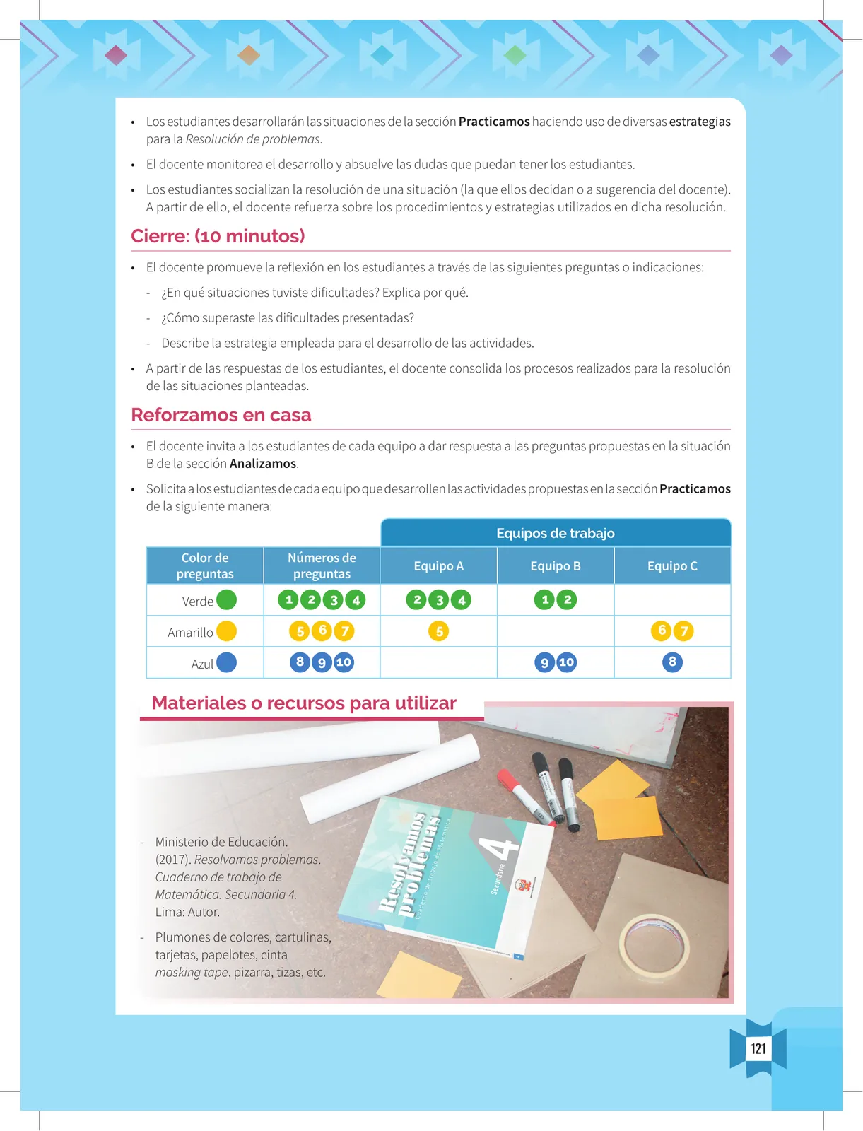 Página 123 de Resolvamos problemas 4 : manual para el docente 2018 · 2018