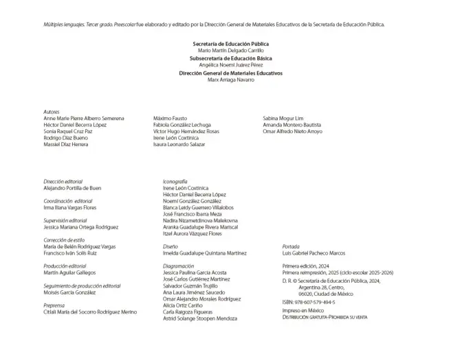 Página 3 de Múltiples lenguajes. Libro de Educación Preescolar Grado 3° Ciclo Escolar 2025 - 2026