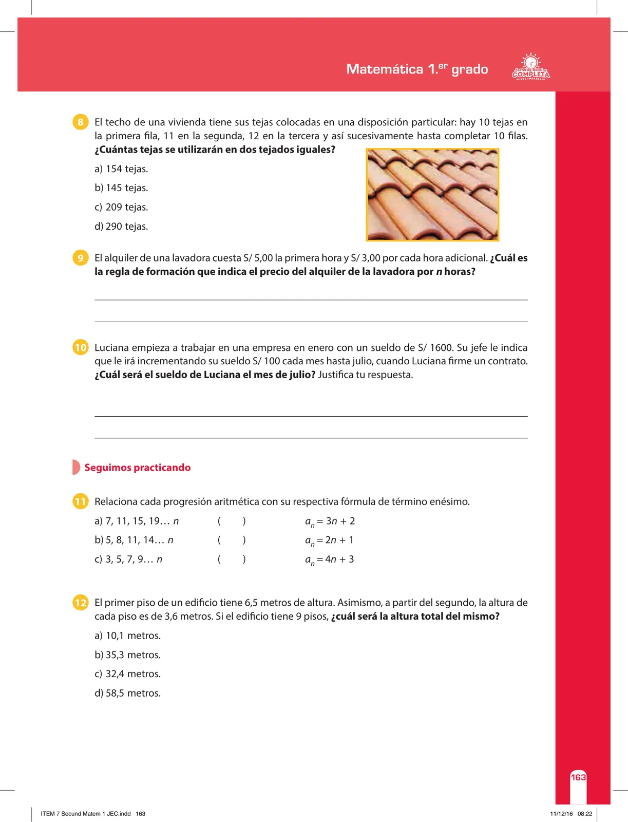 Página 163 de Matemática 1 : cuaderno de reforzamiento pedagógico - JEC · 2016