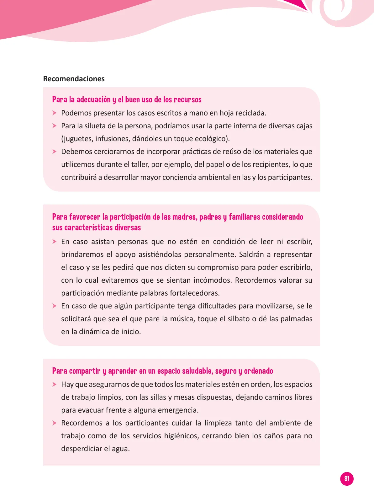 Miniatura página 83 de Guía para el trabajo docente con las familias del ciclo III de Primaria · 2016