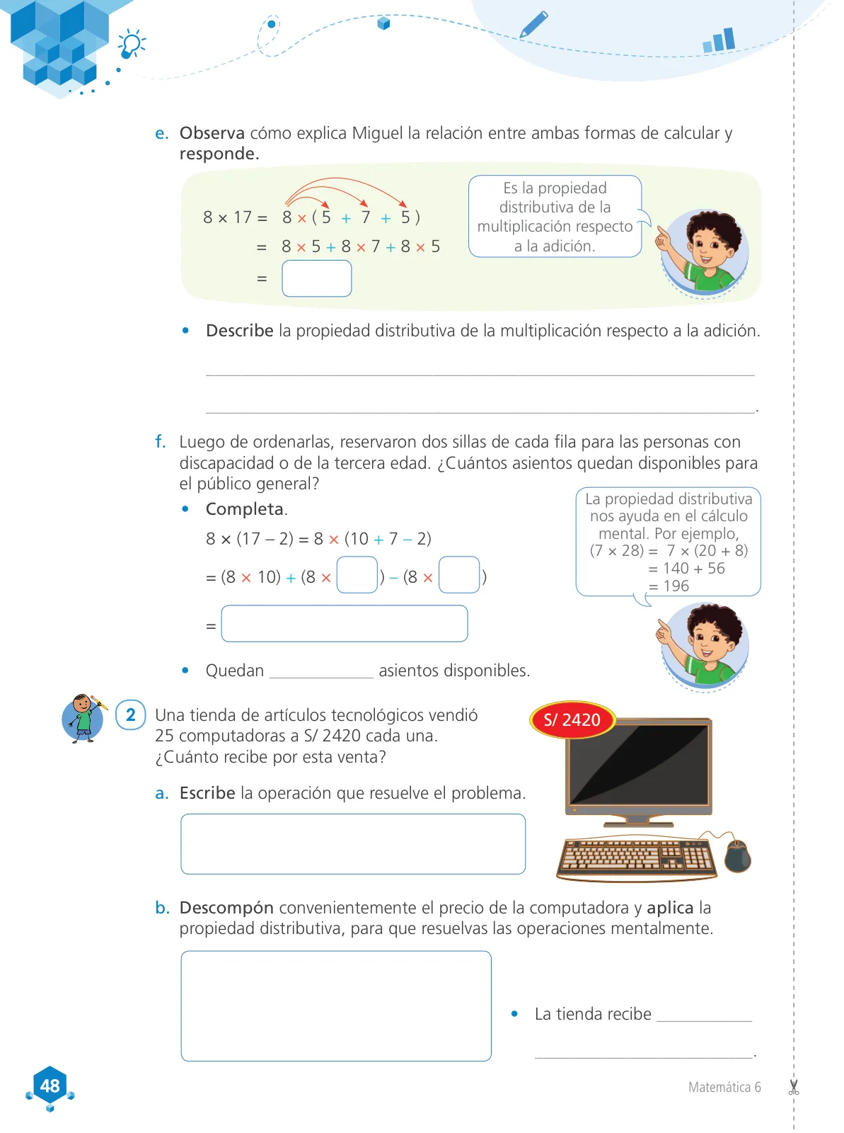 Página 50 de Matemática 6 : cuaderno de trabajo para sexto grado de Educación Primaria 2019 · 2019