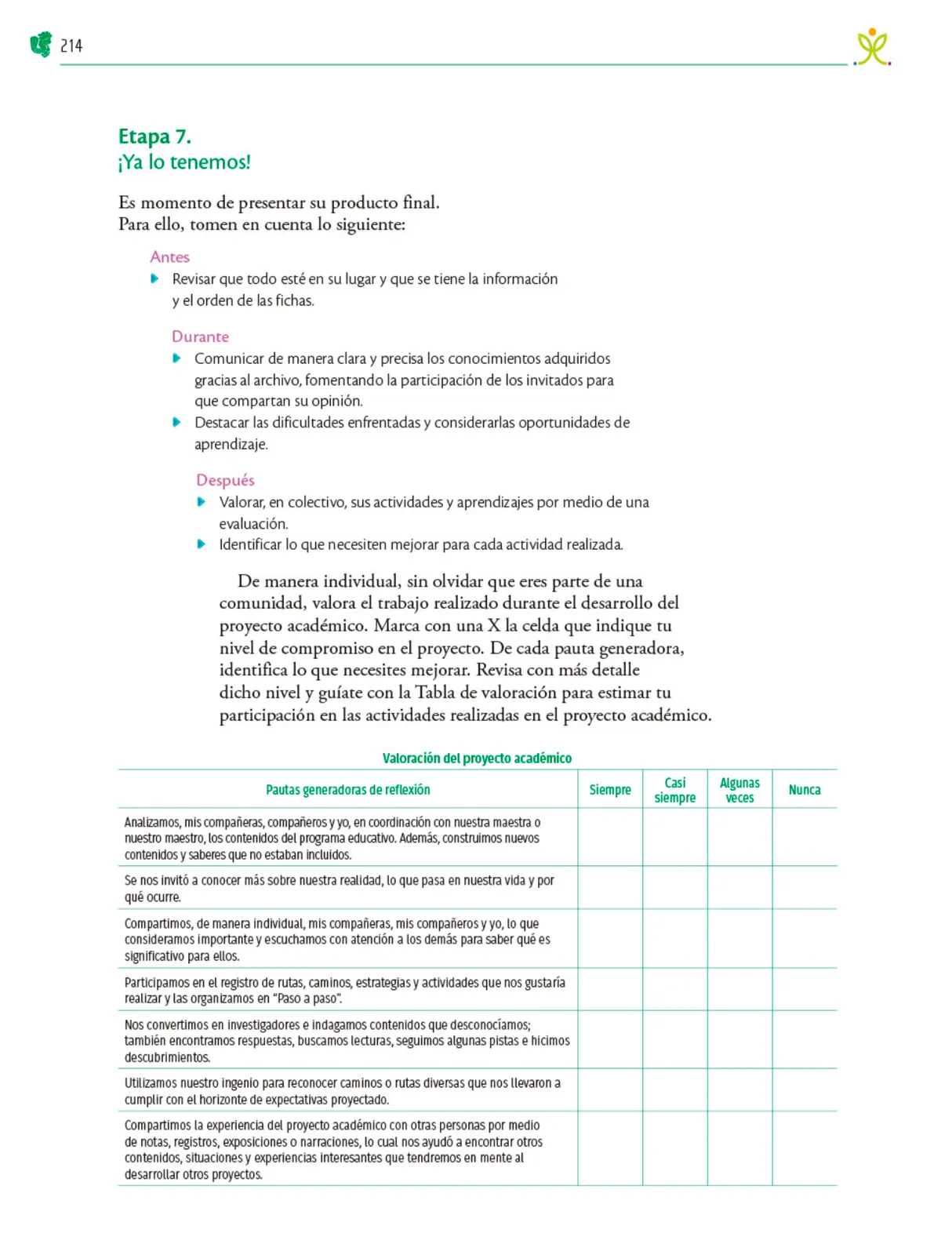 Miniatura página 215 de Colección Ximhai. Nuestro libro de Proyectos.  Tomo II.   Libro de Educación Telesecundaria Grado 1°  Ciclo Escolar 2025 - 2026