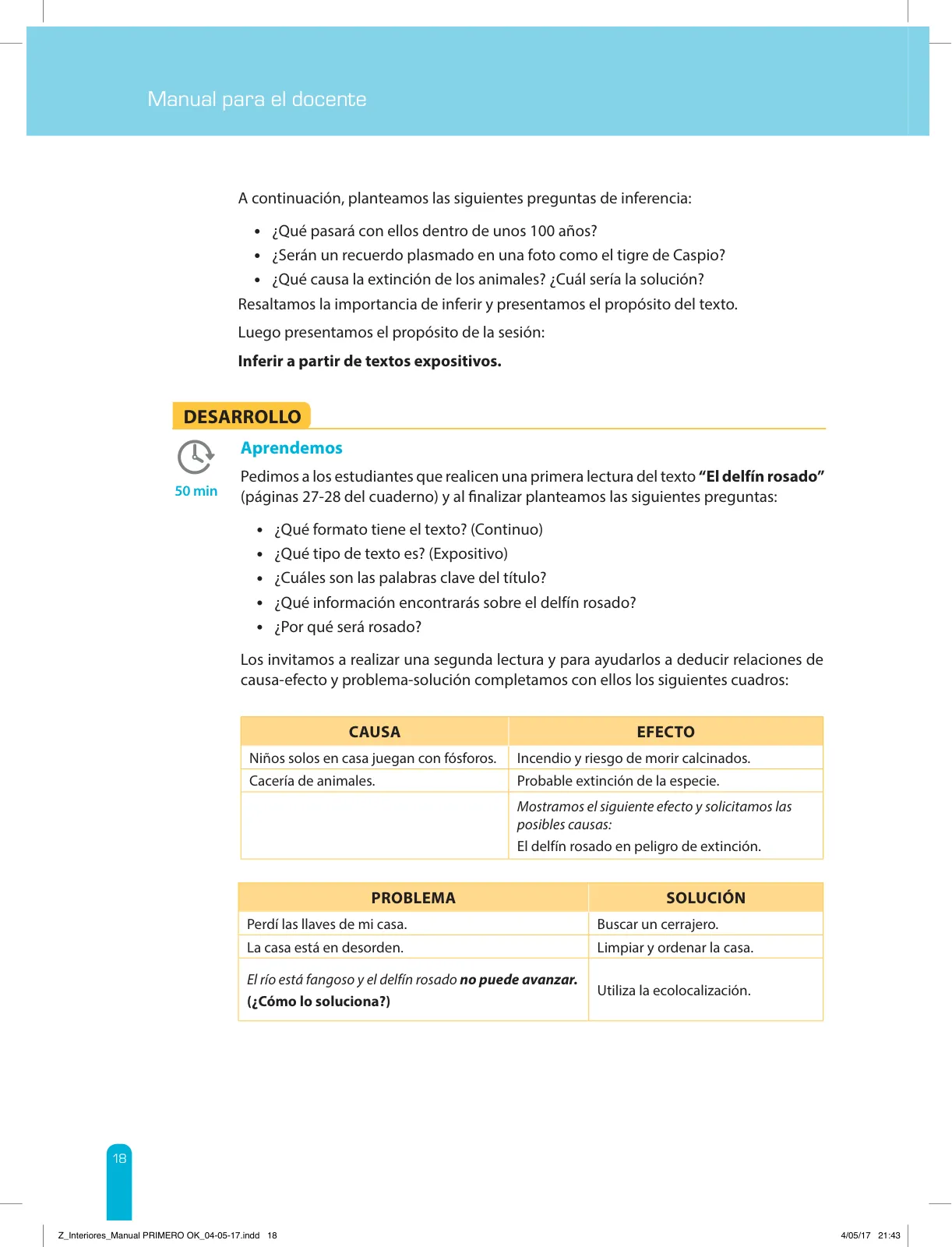 Miniatura página 20 de Comprensión lectora 1 : manual para el docente de primer grado de Secundaria · 2017