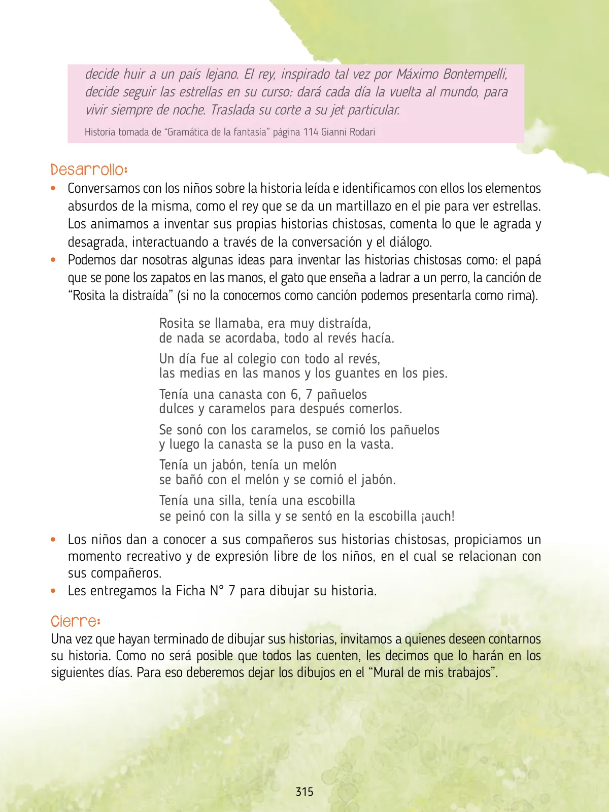 Miniatura página 317 de Agenda pedagógica 2017-2018 para docentes de II Ciclo de Instituciones de nivel de Educación Inicial · 2017