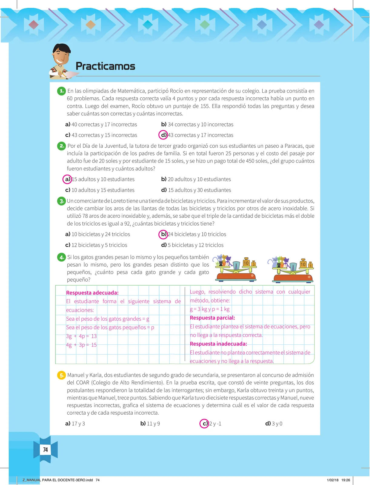 Página 76 de Resolvamos problemas 3 : manual para el docente 2018 · 2018