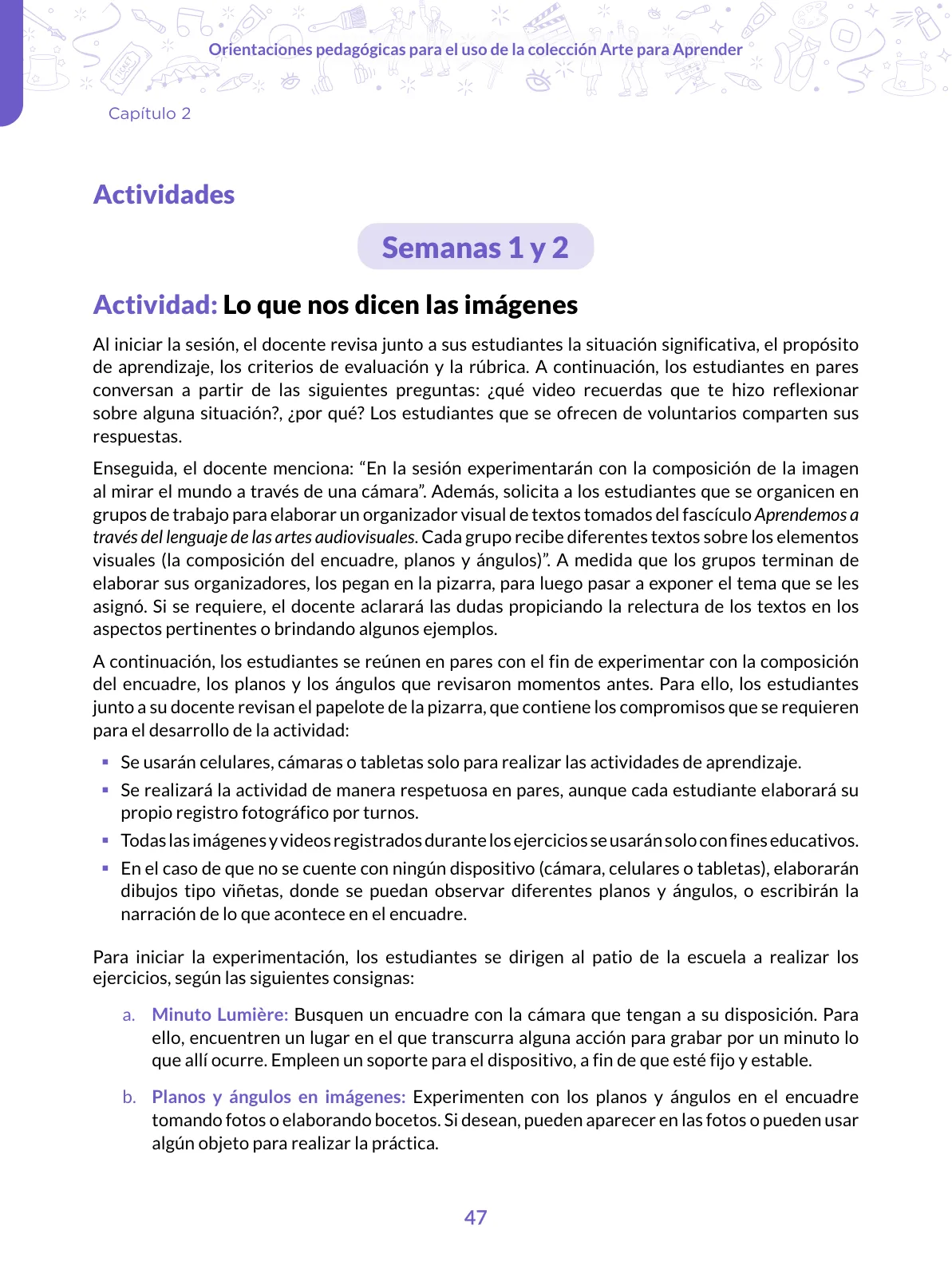Página 47 de Orientaciones pedagógicas para el uso de la colección arte para aprender para docentes de Arte y Cultura de Educación Secundaria · 2024